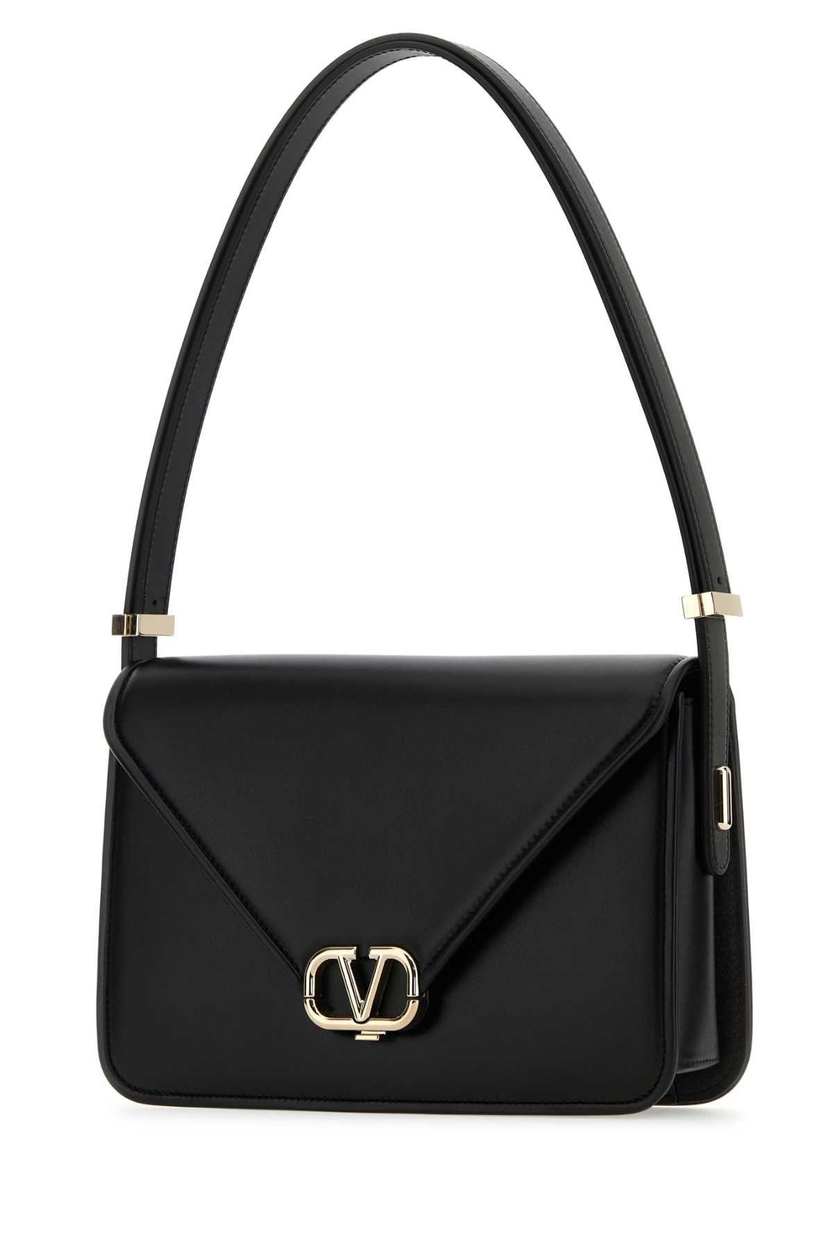 Valentino Garavani Women Black Leather Vlogo Shoulder Bag DestGlow