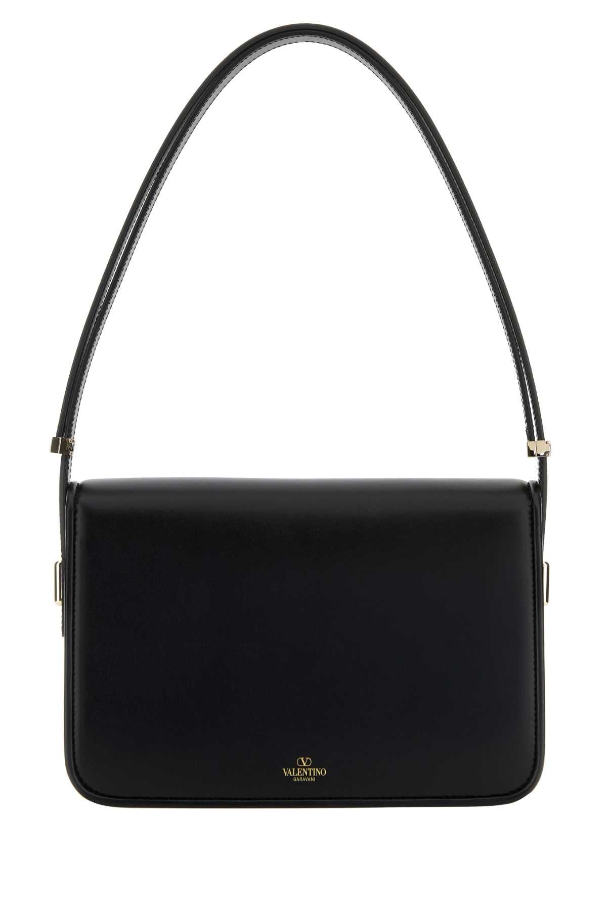 Valentino Garavani Women Black Leather Vlogo Shoulder Bag by Luosophy