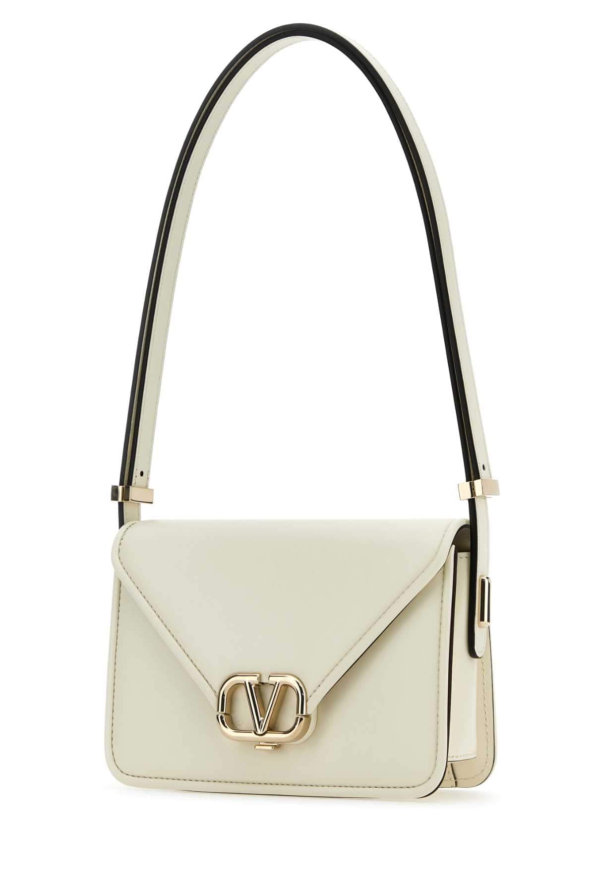 Valentino Garavani Women Ivory Leather Vlogo Crossbody Bag DestGlow