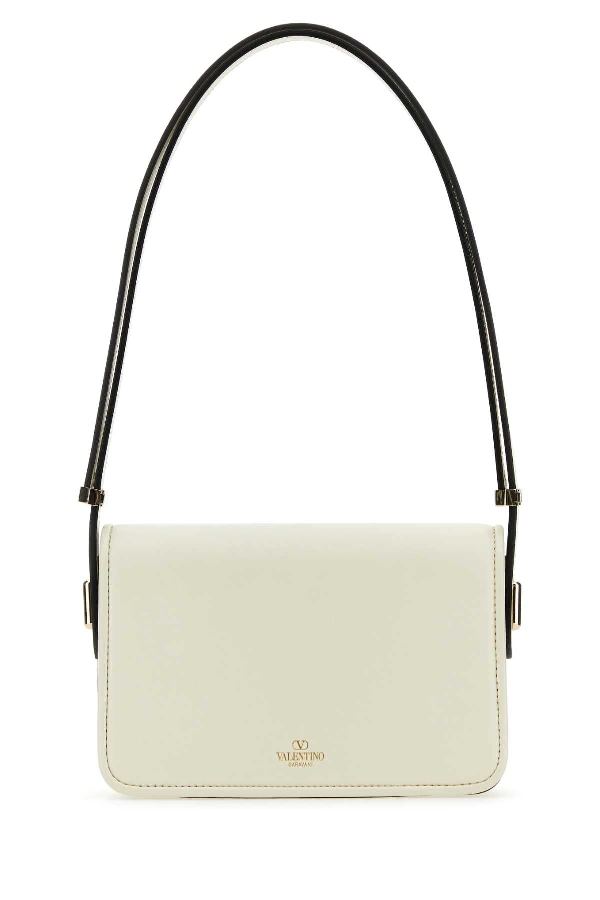 Valentino Garavani Women Ivory Leather Vlogo Crossbody Bag by Luosophy