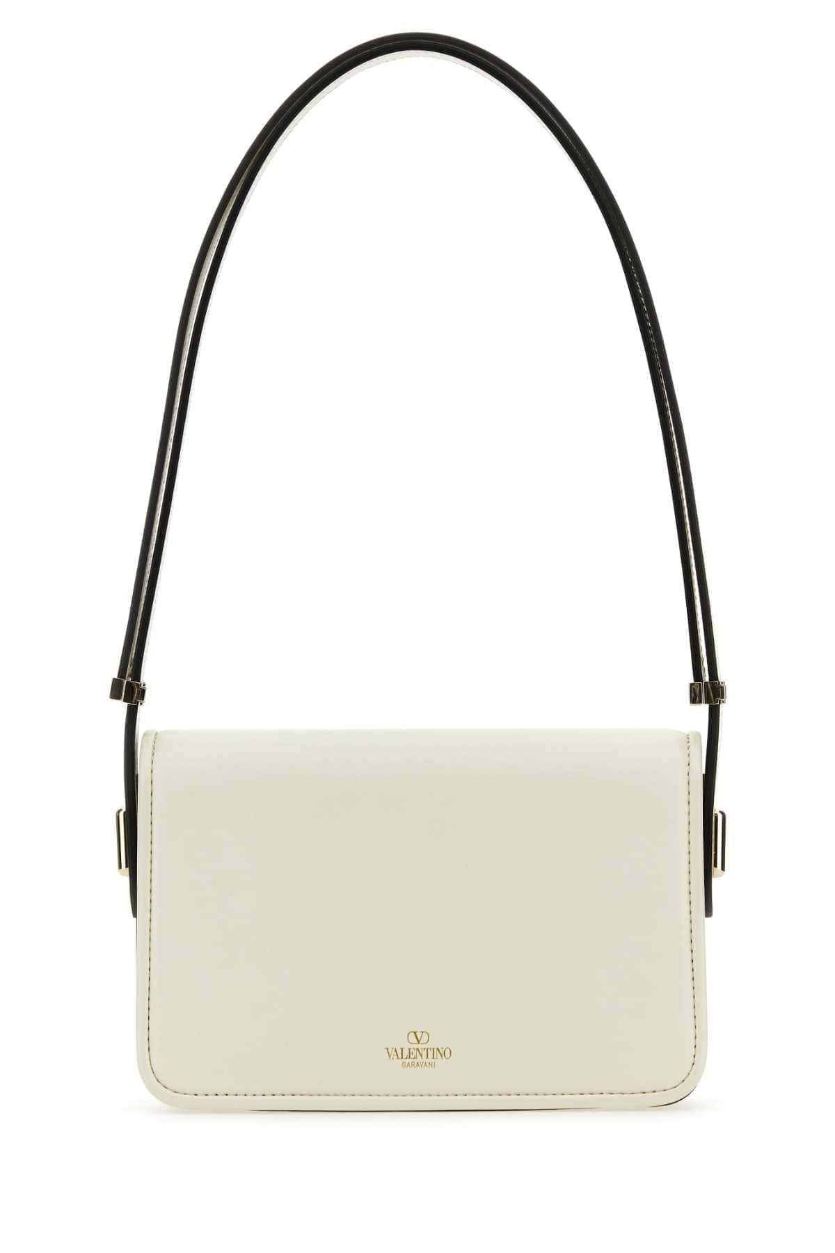 Valentino Garavani Women Ivory Leather Vlogo Crossbody Bag DestGlow