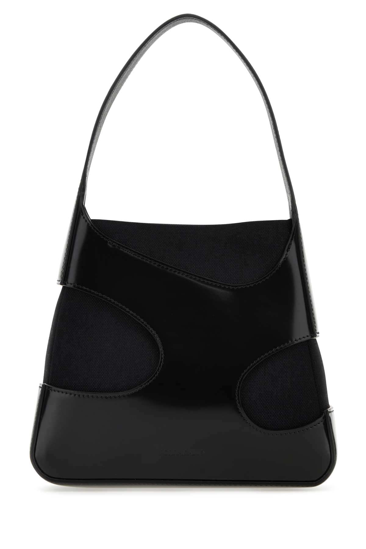 Salvatore Ferragamo Women Black Leather And Canvas Cut Out S Handbag DestGlow