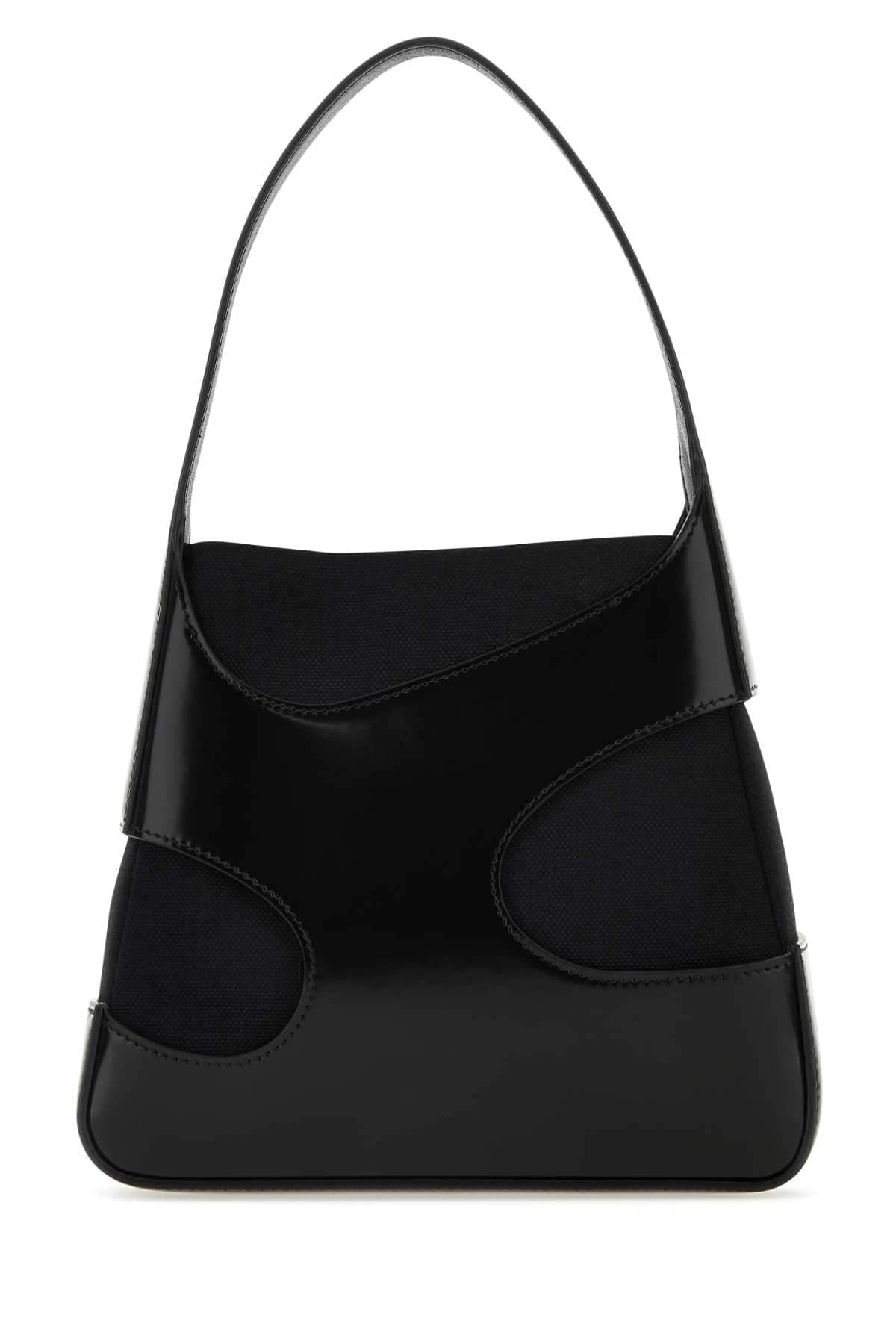 Salvatore Ferragamo Women Black Leather And Canvas Cut Out S Handbag DestGlow