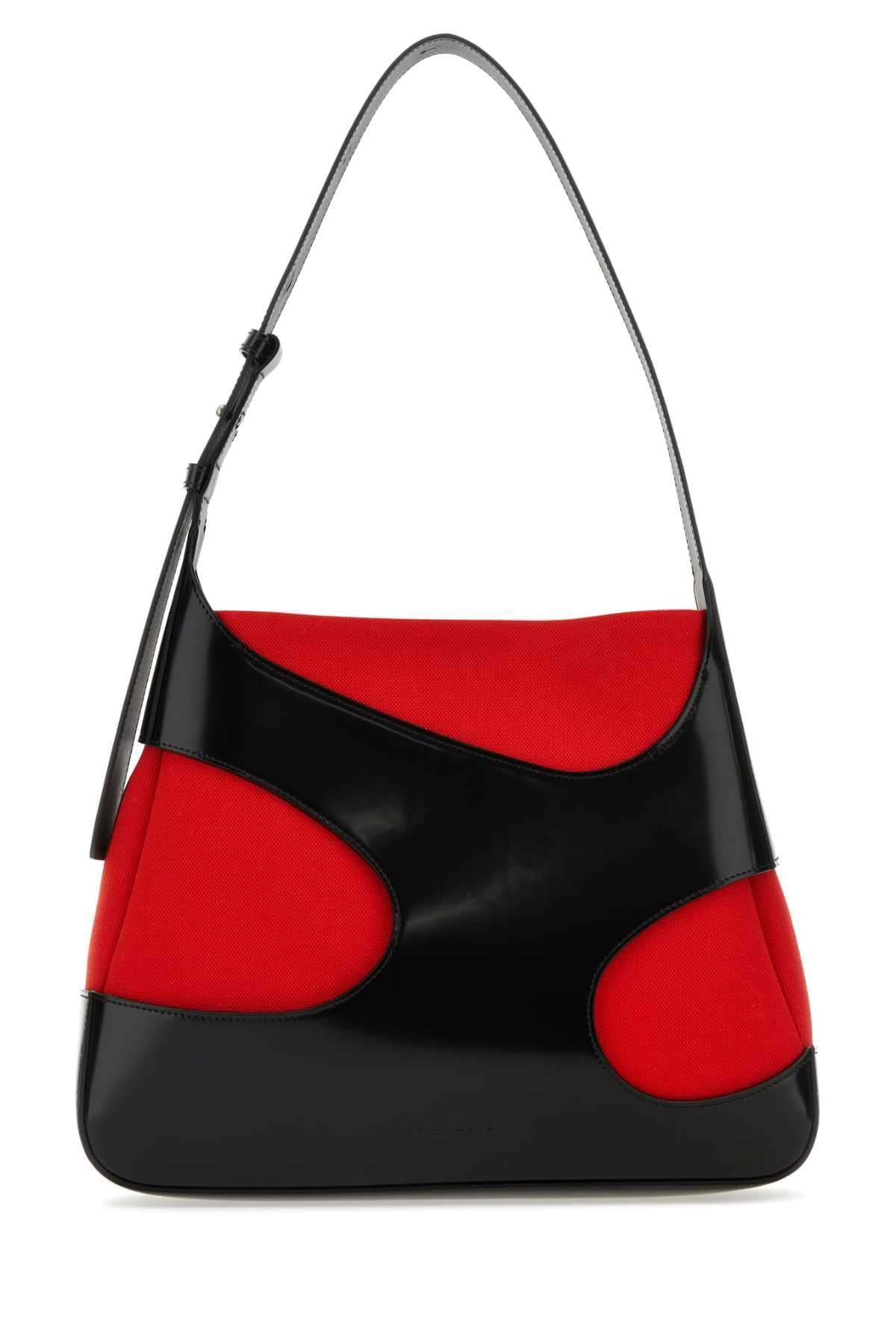 Salvatore Ferragamo Women Two-Tone Leather And Canvas Cut Out L Shoulder Bag DestGlow