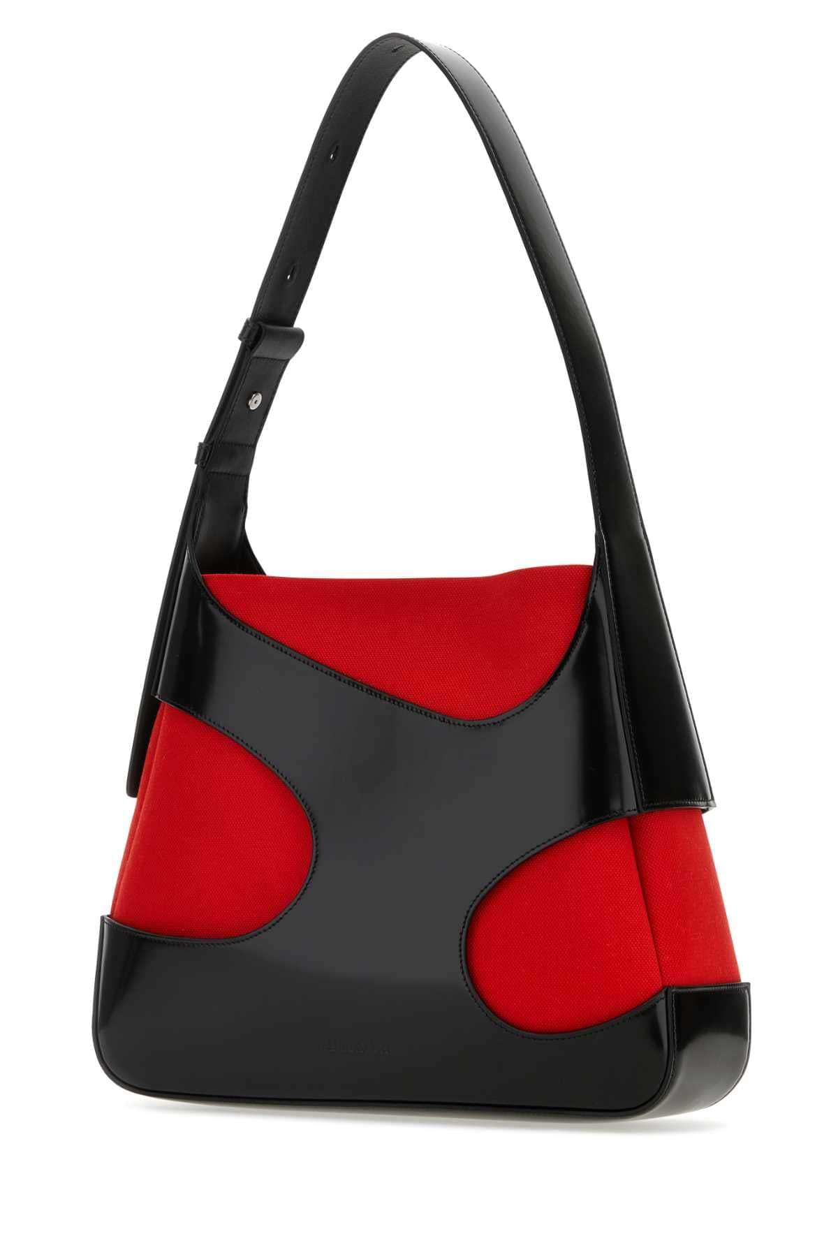 Salvatore Ferragamo Women Two-Tone Leather And Canvas Cut Out L Shoulder Bag DestGlow