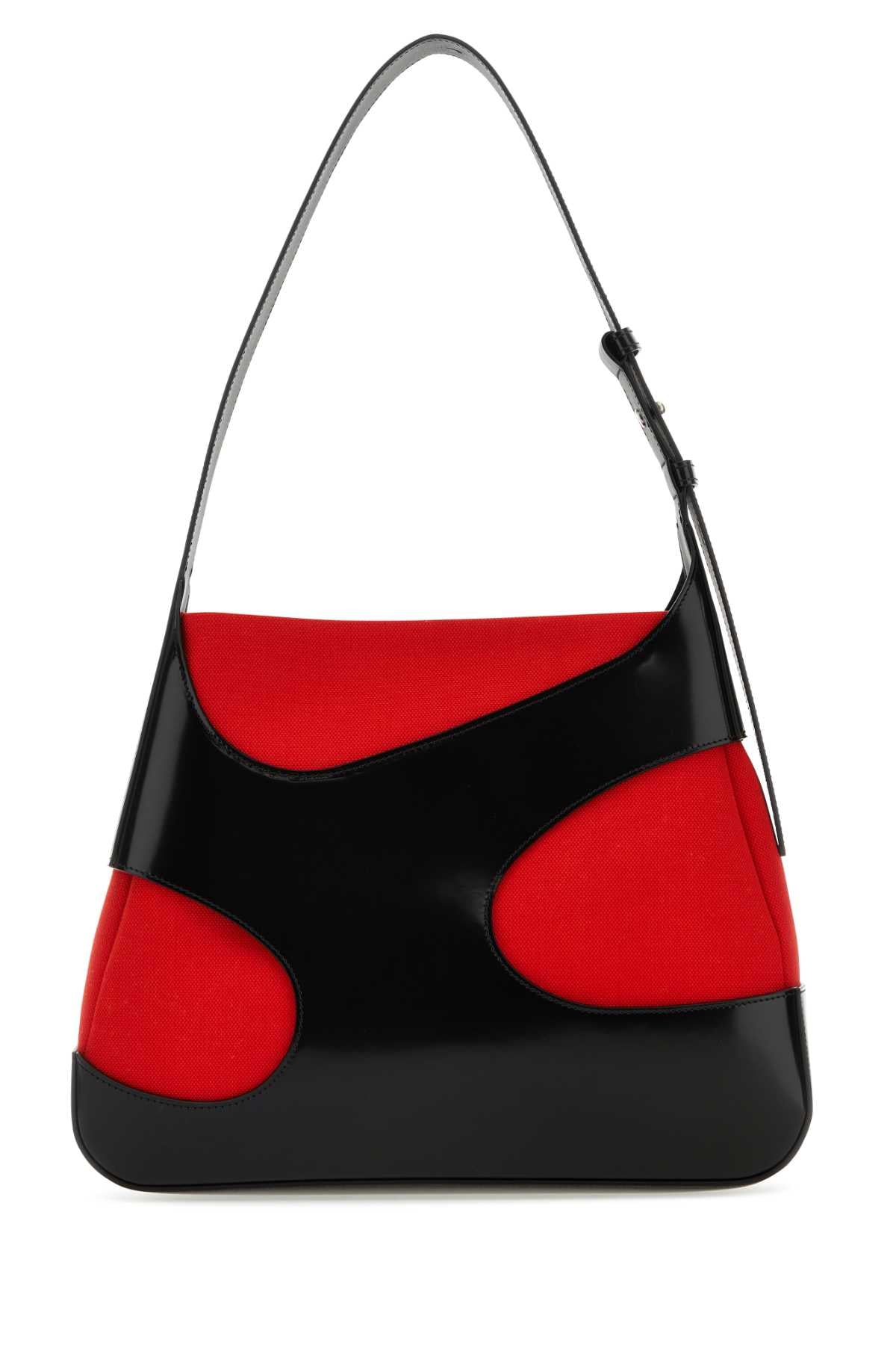 Salvatore Ferragamo Women Two-Tone Leather And Canvas Cut Out L Shoulder Bag DestGlow