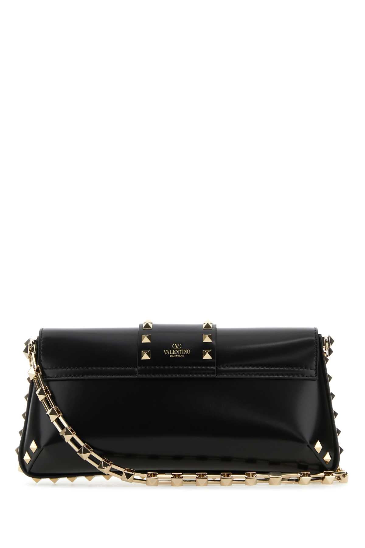 Valentino Garavani Women Black Leather Rockstud Shoulder Bag DestGlow