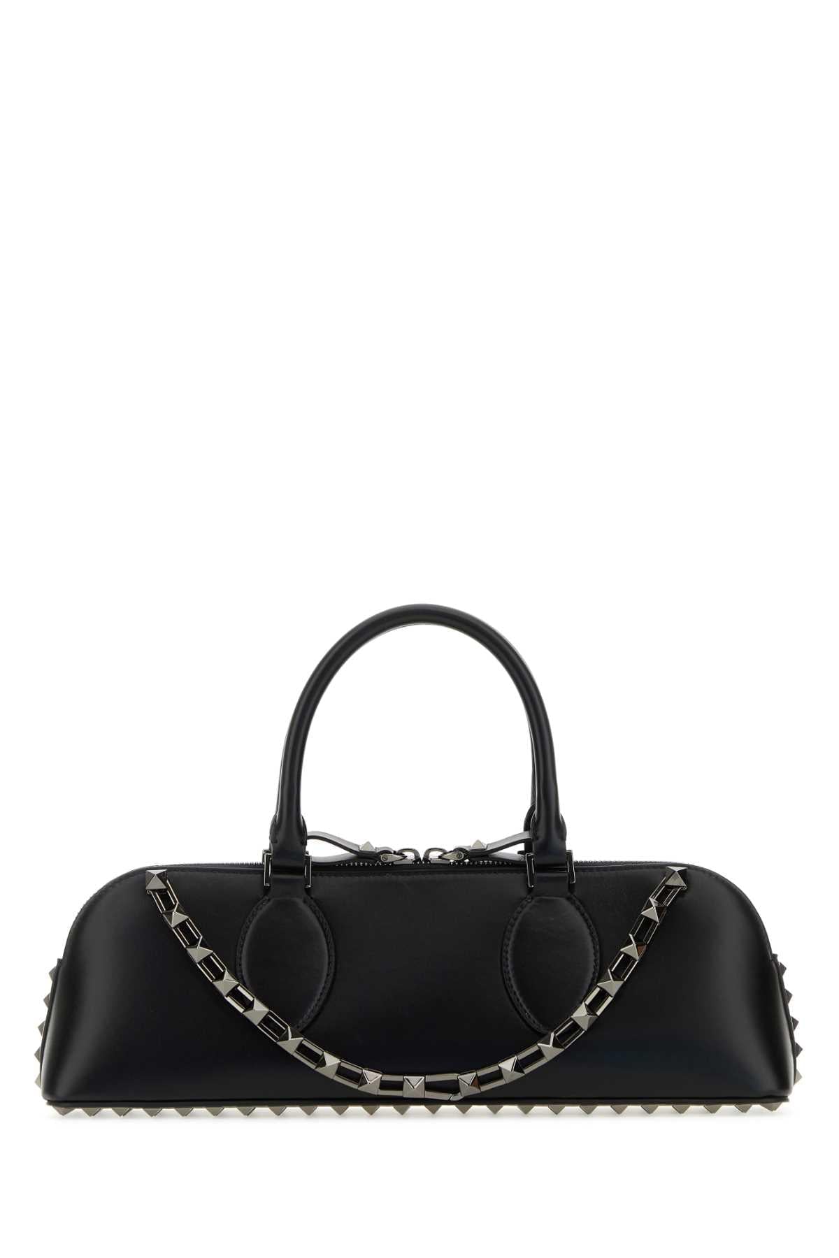 Valentino Garavani Women Black Leather Rockstud East-West Handbag DestGlow