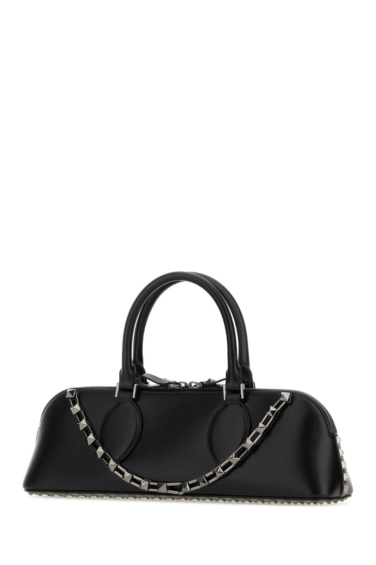 Valentino Garavani Women Black Leather Rockstud East-West Handbag DestGlow
