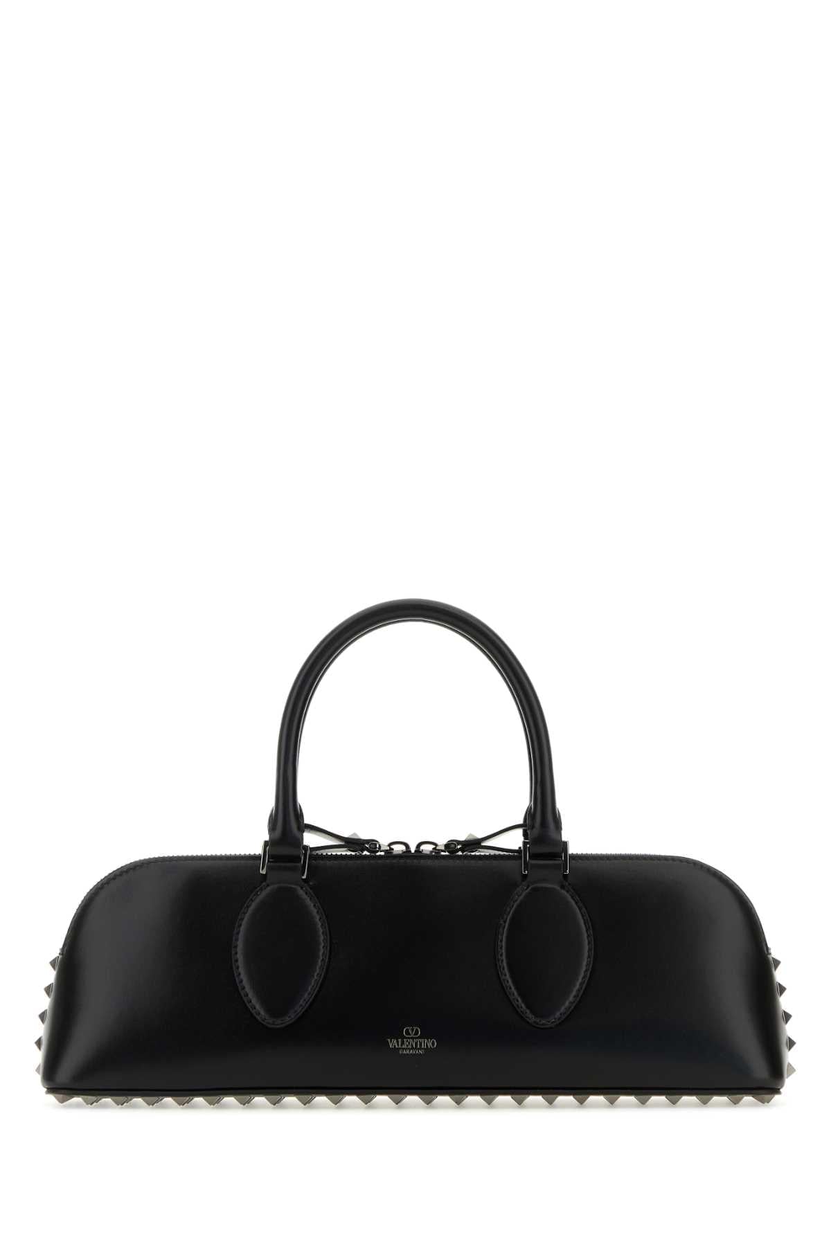 Valentino Garavani Women Black Leather Rockstud East-West Handbag DestGlow