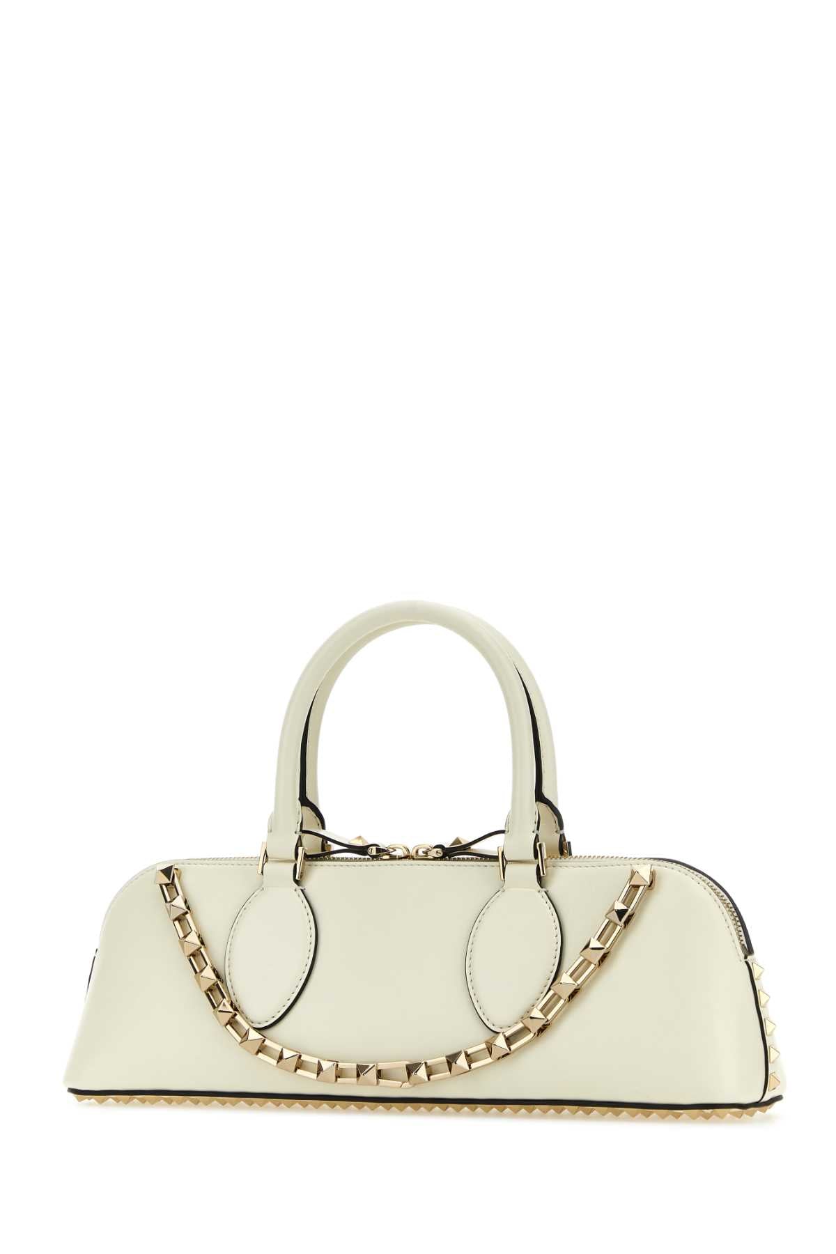 Valentino Garavani Women Ivory Leather Rockstud East-West Handbag DestGlow