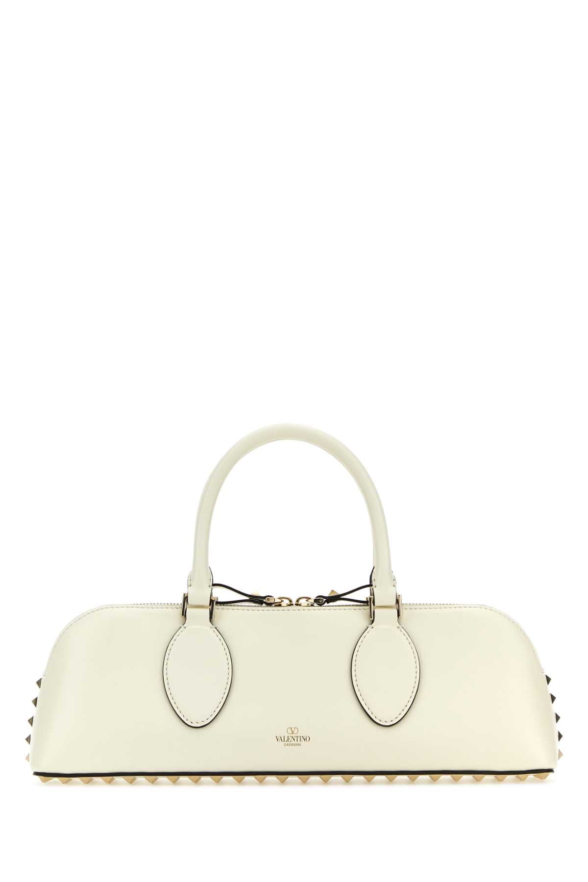 Valentino Garavani Women Ivory Leather Rockstud East-West Handbag DestGlow