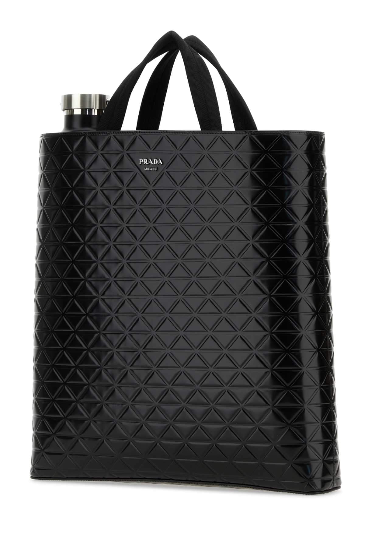 Prada Men Black Leather Shopping Bag DestGlow