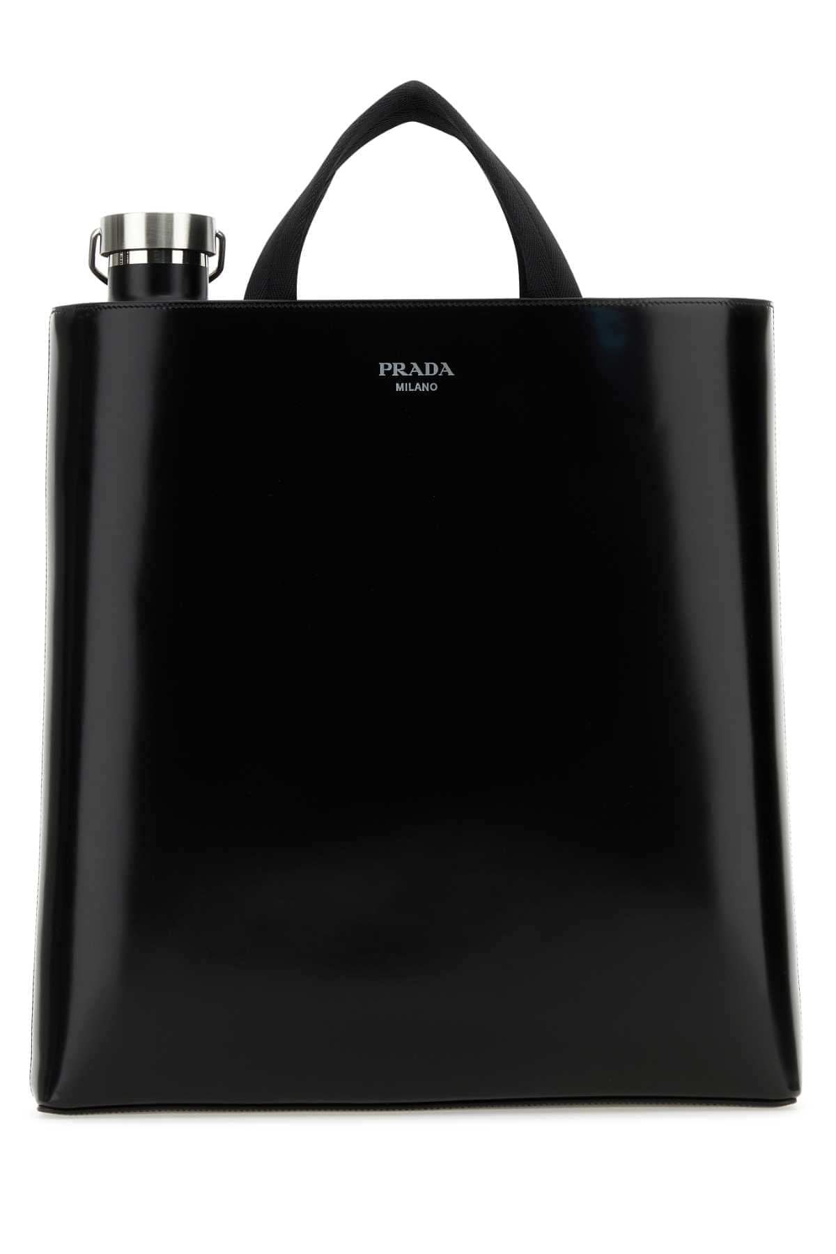 Prada Men Black Leather Shopping Bag DestGlow