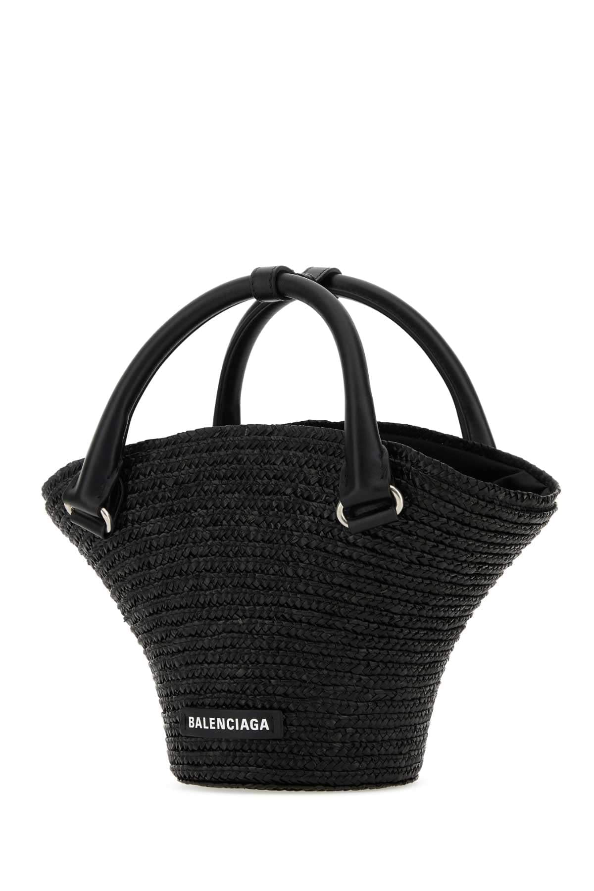 Balenciaga Women Black Straw Mini Beach Handbag DestGlow