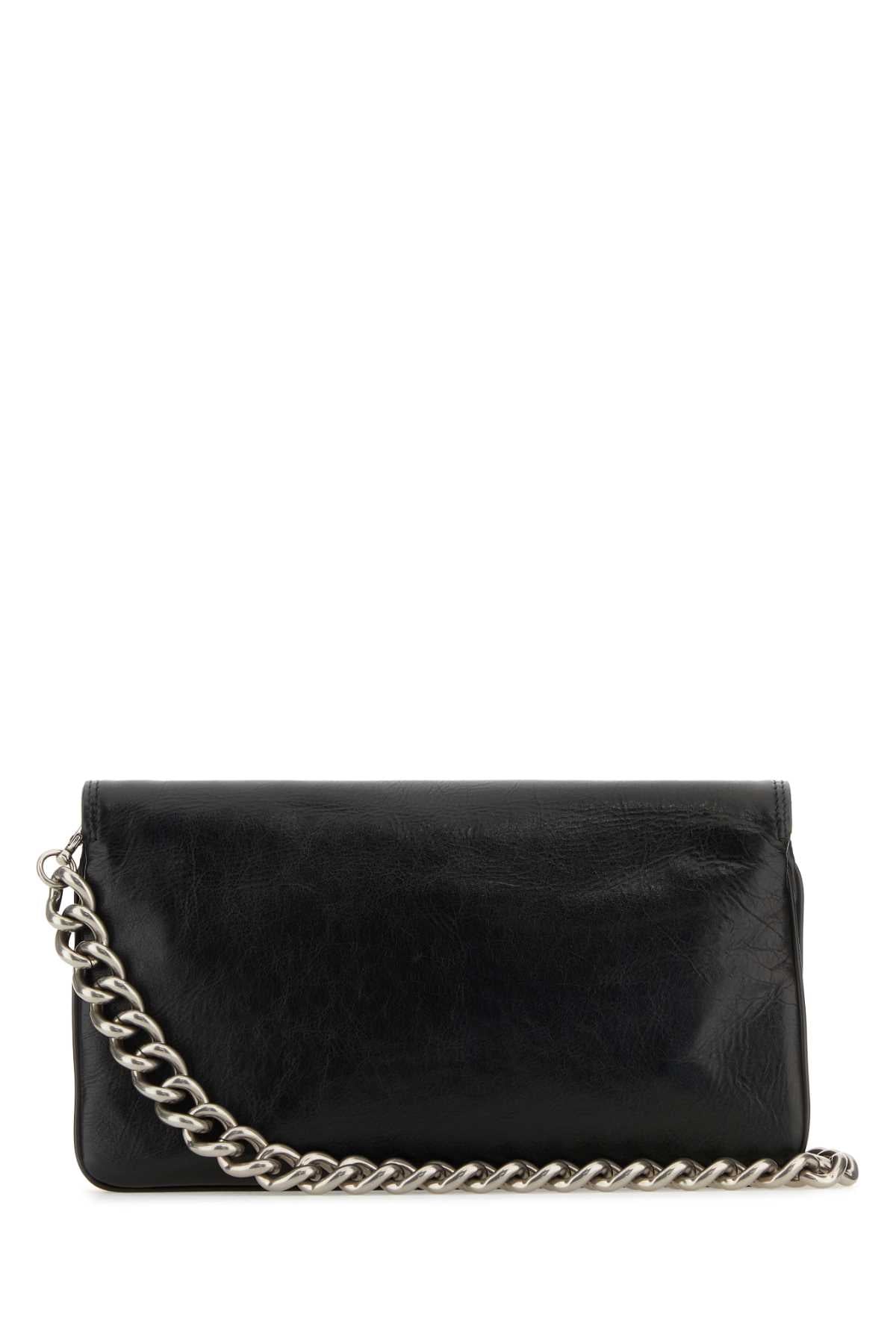 Balenciaga Women Black Leather Medium Bb Soft Flap Clutch DestGlow