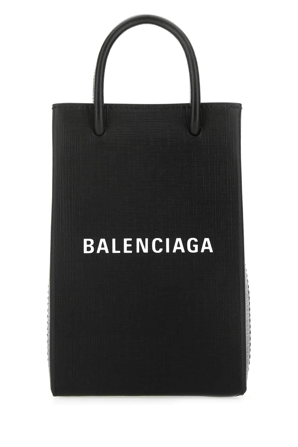 Balenciaga Women Black Leather Phone Case DestGlow