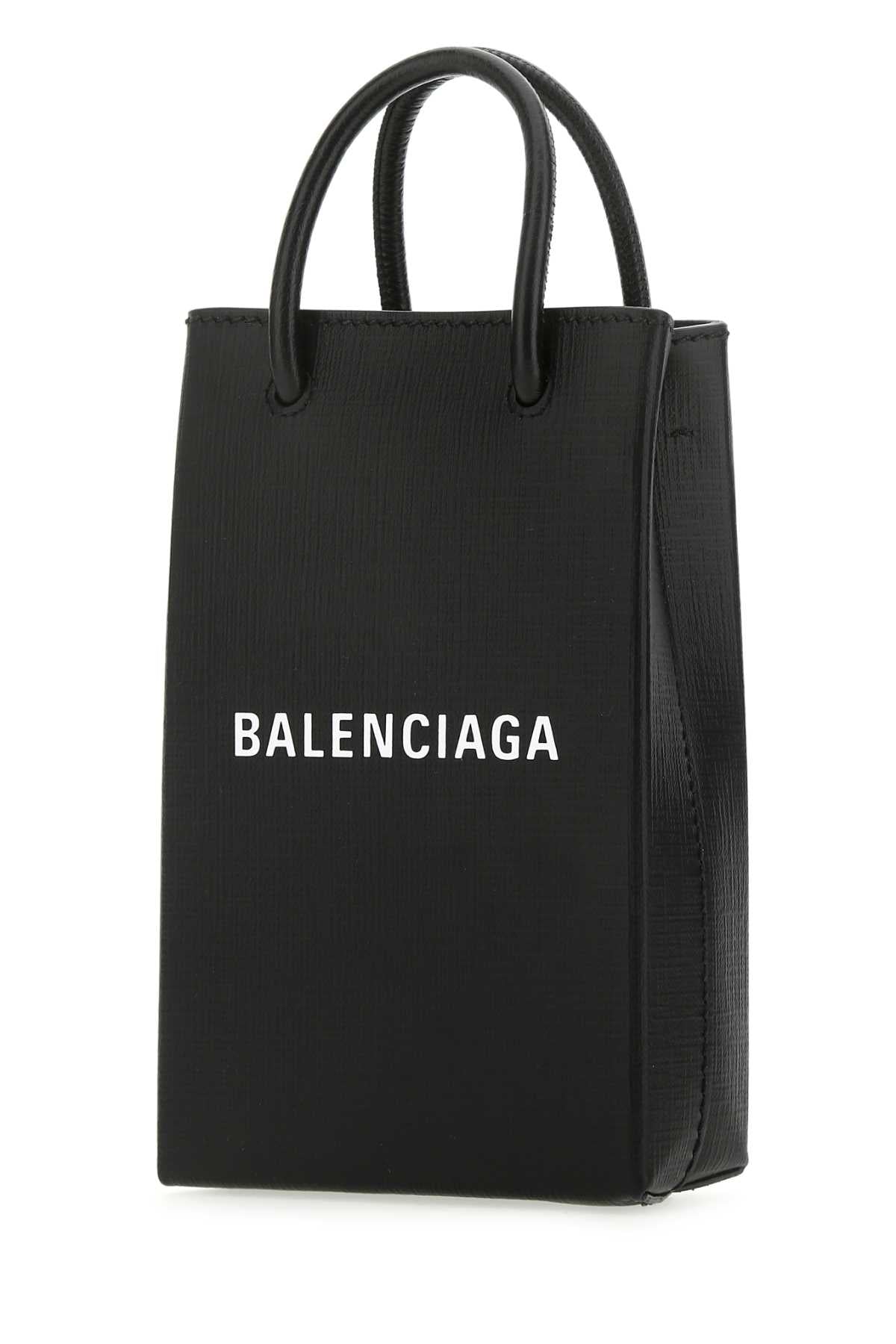 Balenciaga Women Black Leather Phone Case DestGlow