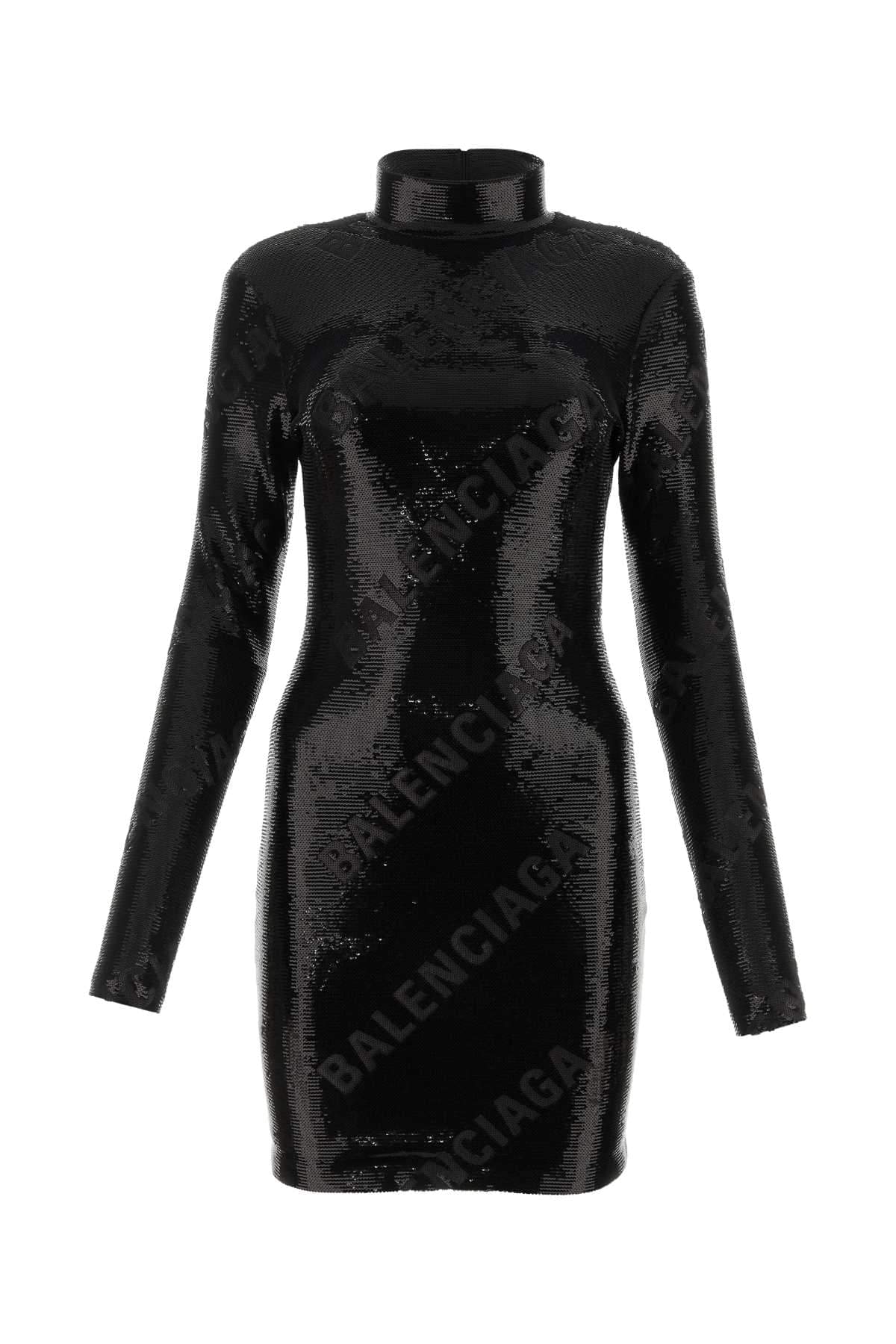 Balenciaga Women Black Sequins Mini Dress DestGlow
