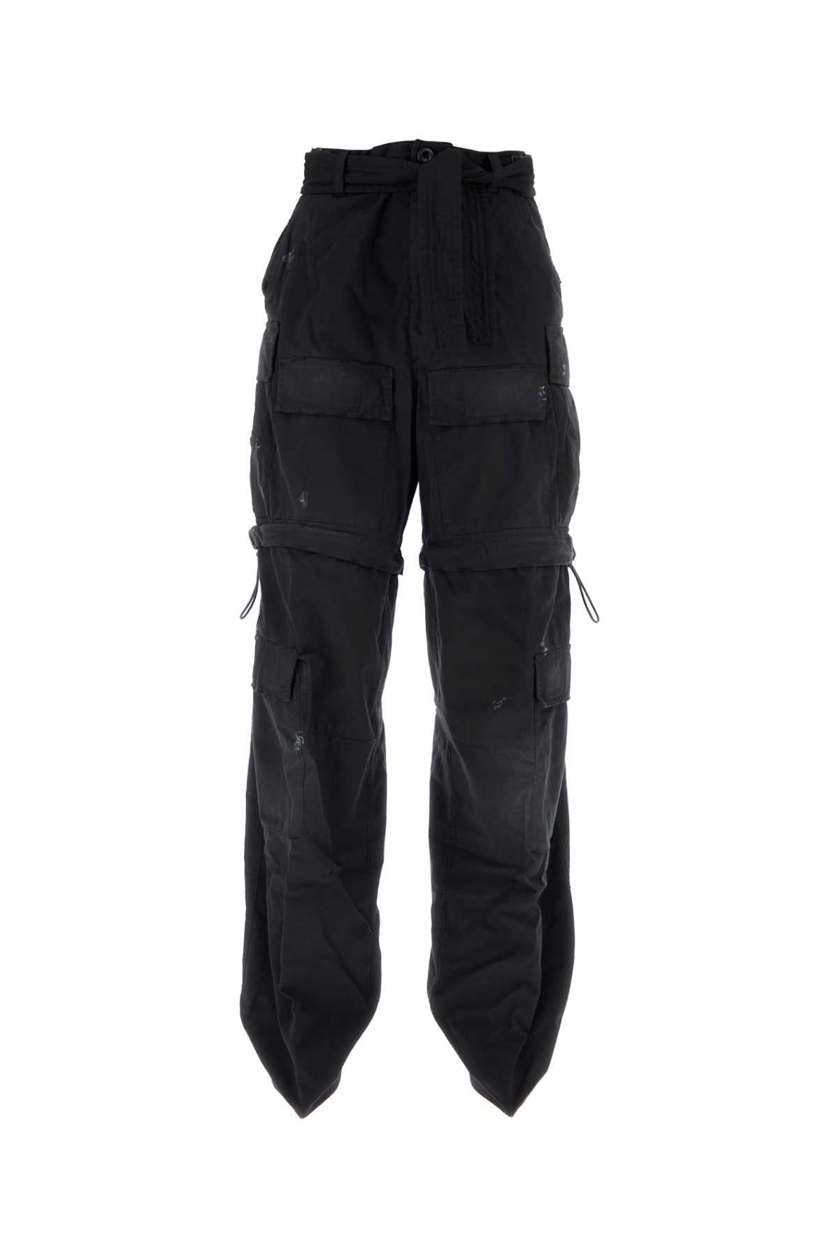 Balenciaga Women Black Cotton Knife Cargo Pantaboots DestGlow