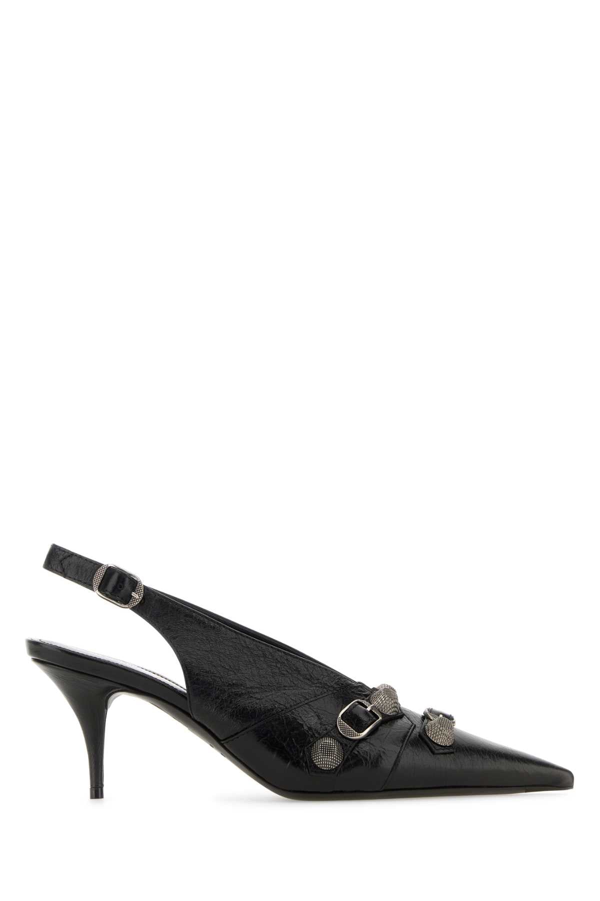 Balenciaga Women Black Leather Cagole Pumps by Luosophy