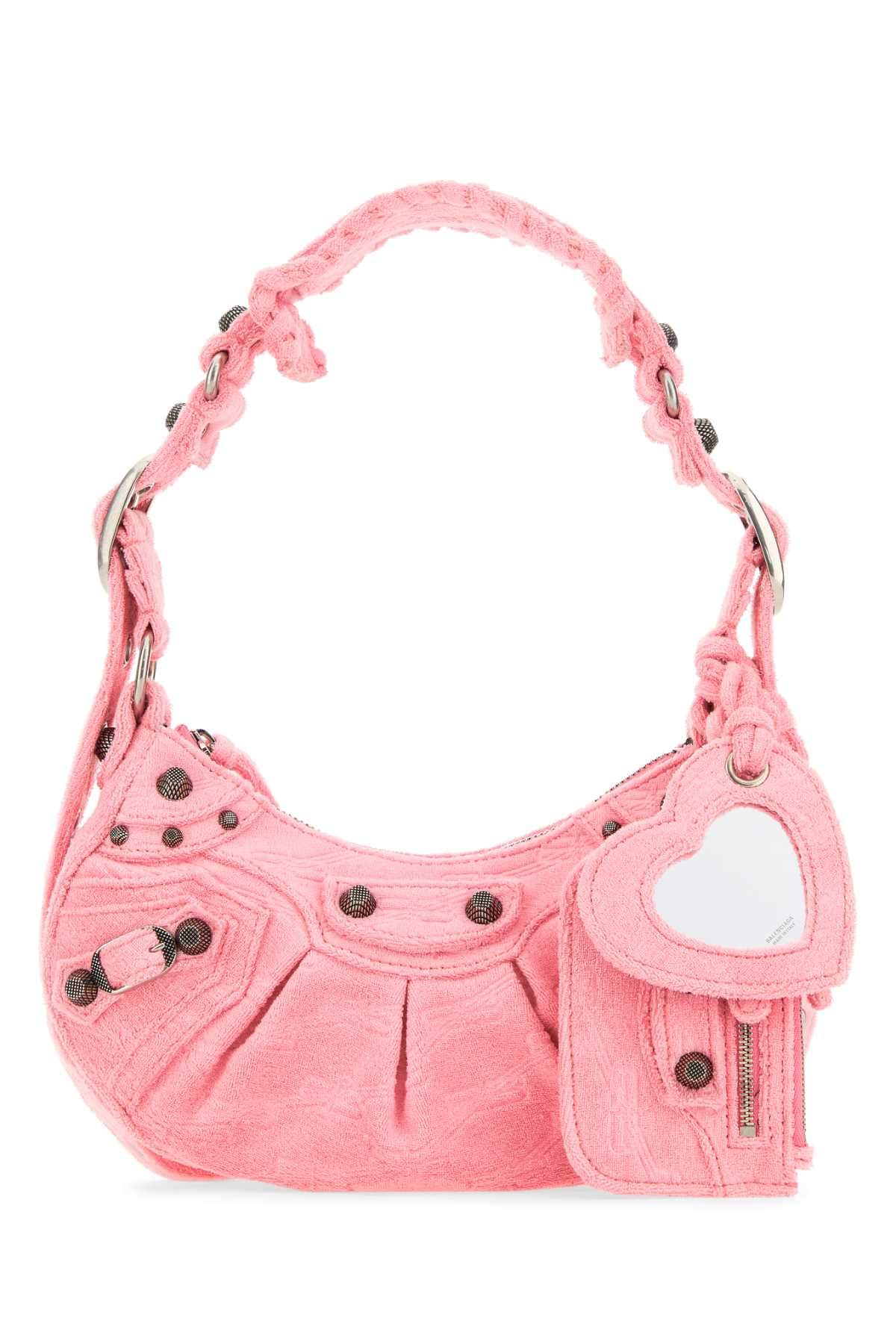 Balenciaga Women Pink Terry Fabric Le Cagole Xs Shoulder Bag DestGlow