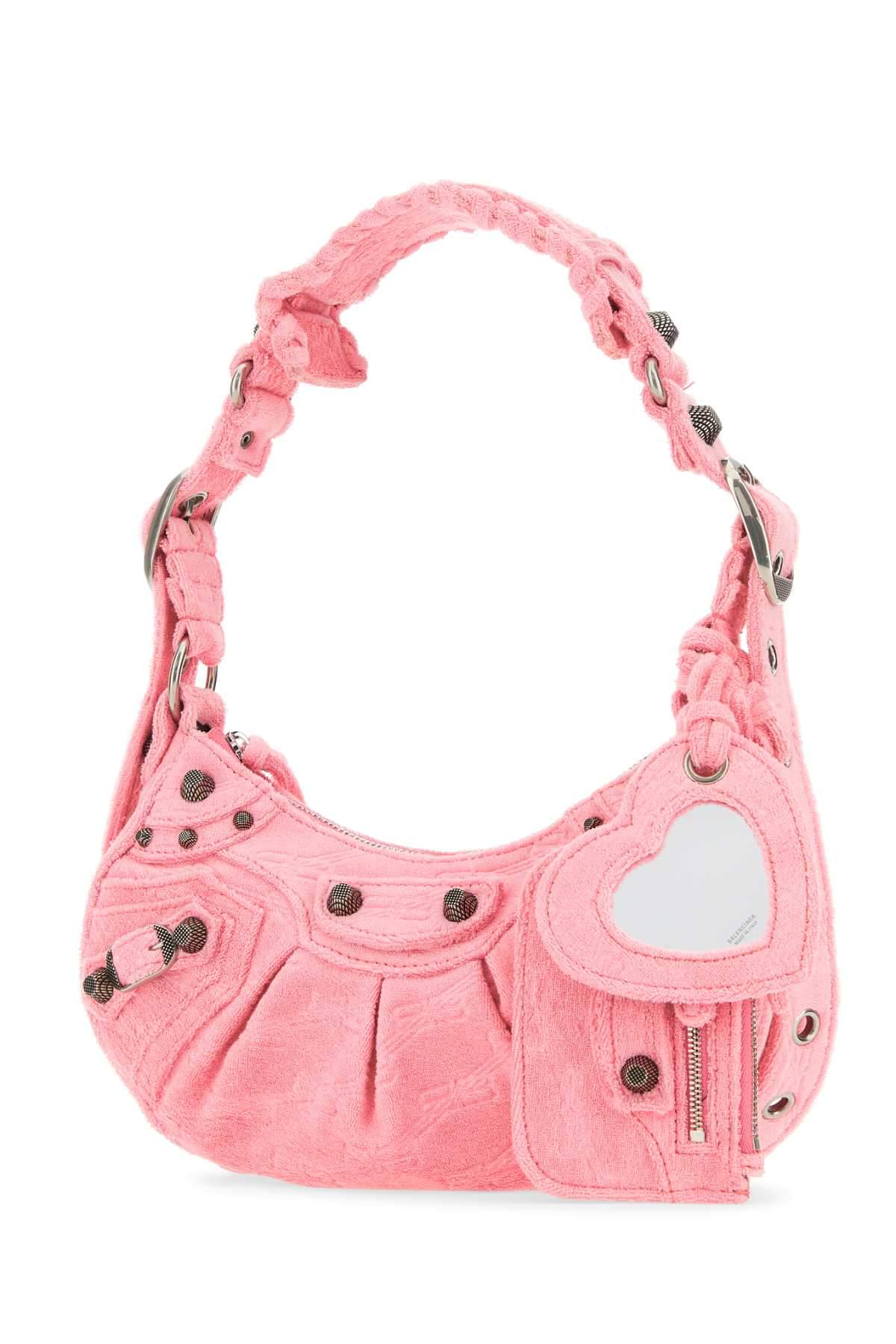 Balenciaga Women Pink Terry Fabric Le Cagole Xs Shoulder Bag DestGlow