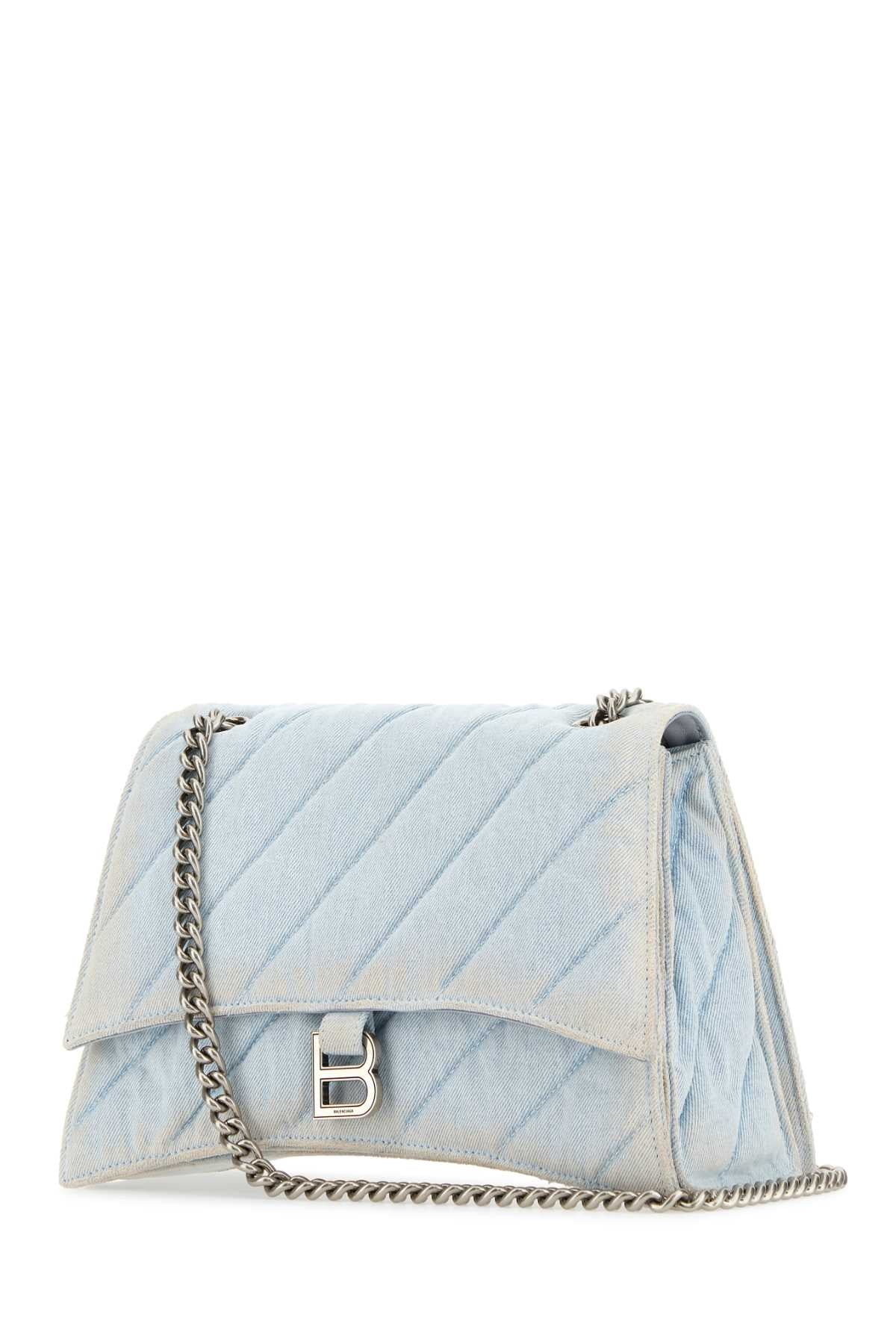 Balenciaga Women Light-Blue Denim Crush M Shoulder Bag DestGlow