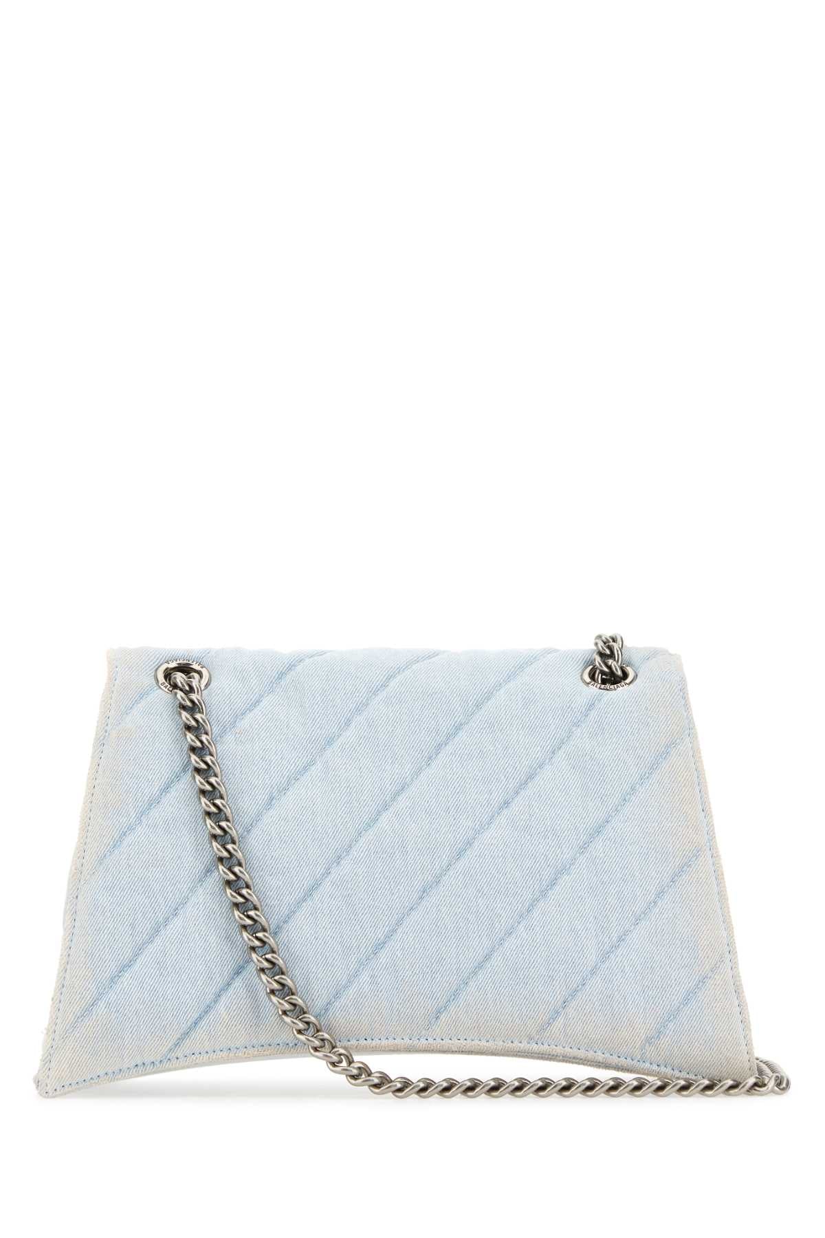 Balenciaga Women Light-Blue Denim Crush M Shoulder Bag DestGlow