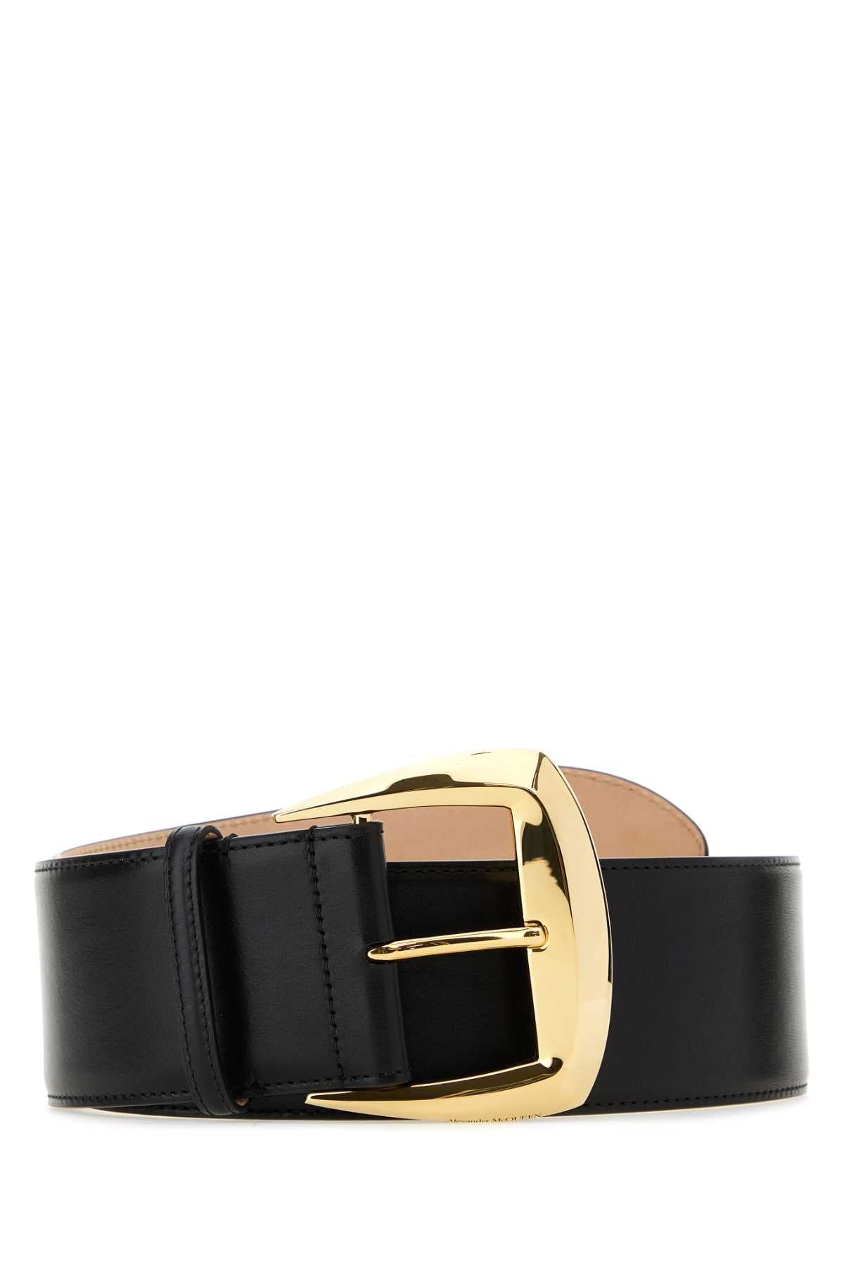 Alexander Mcqueen Women Black Leather Belt by Luosophy