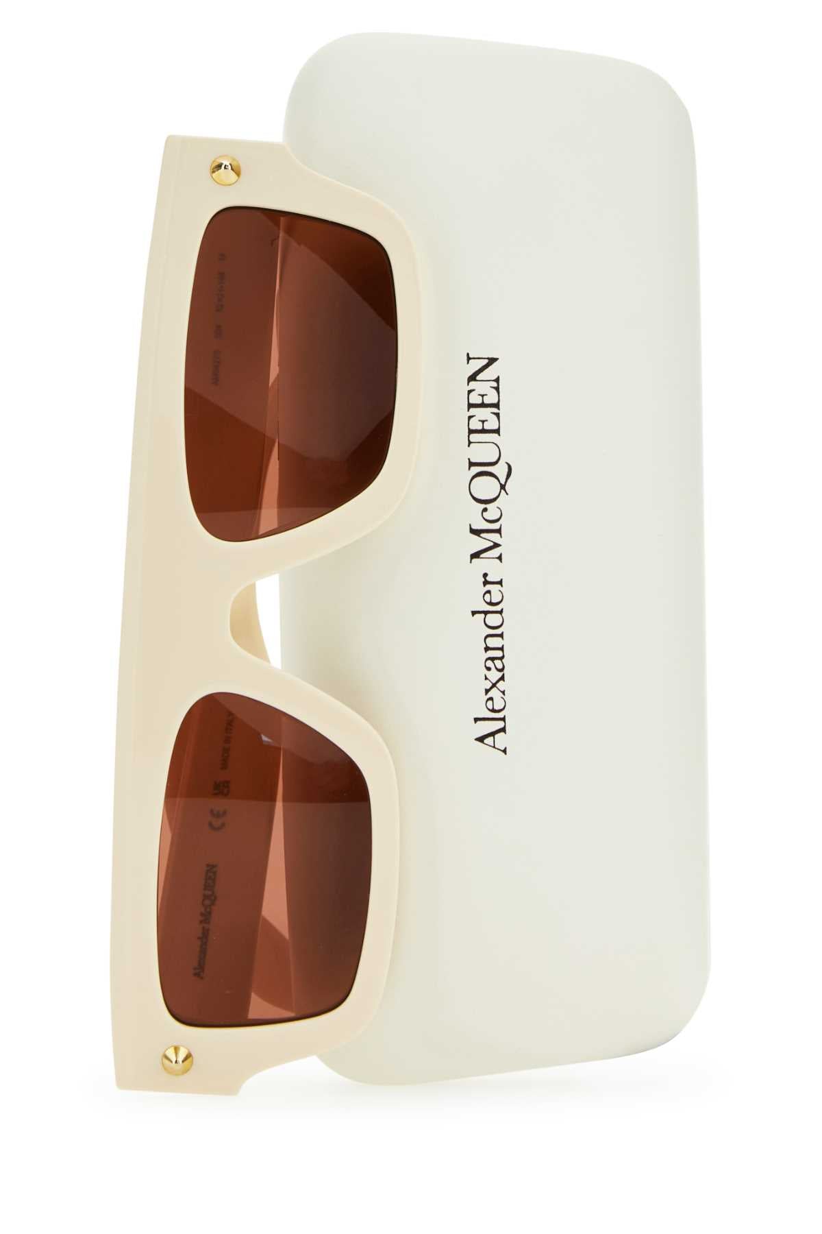 Alexander Mcqueen Women Ivory Acetate Sunglasses by Luosophy