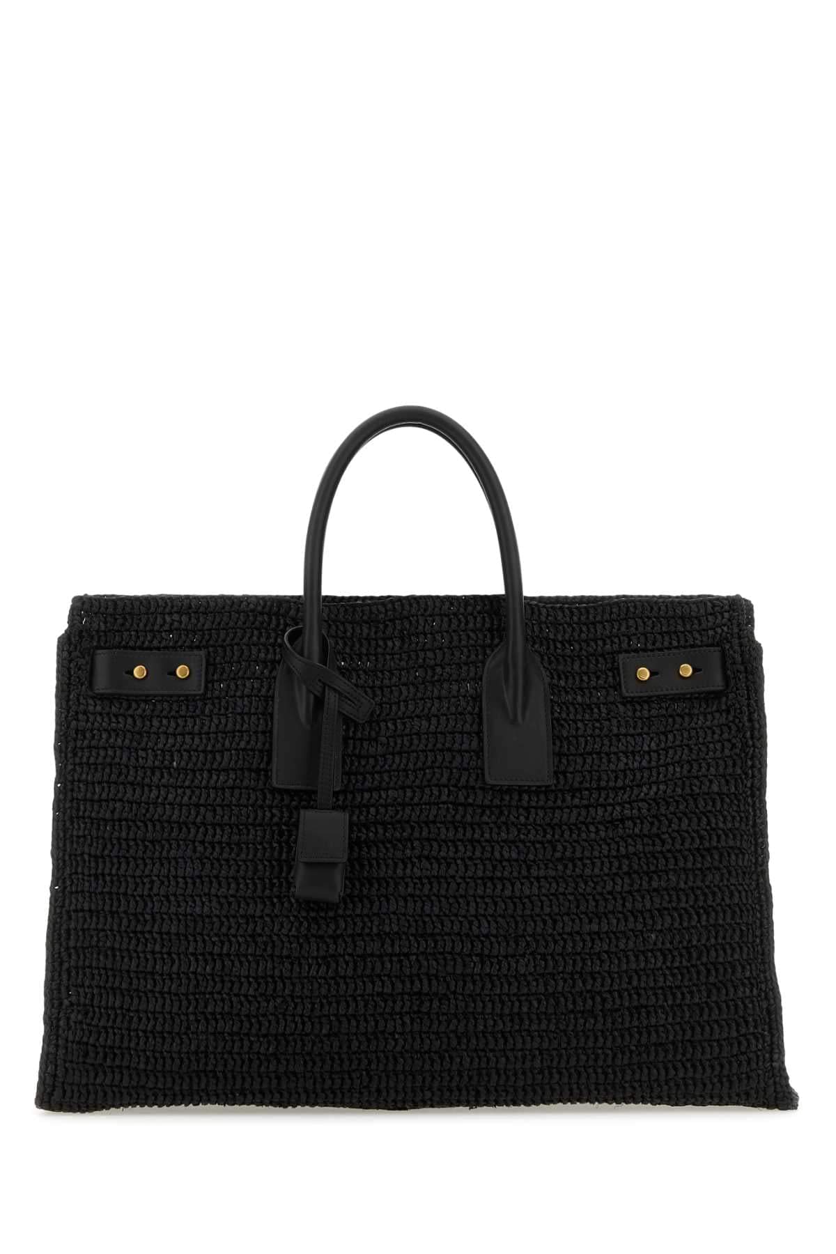 Saint Laurent Women Black Raffia Medium Sac De Jour Shopping Bag DestGlow
