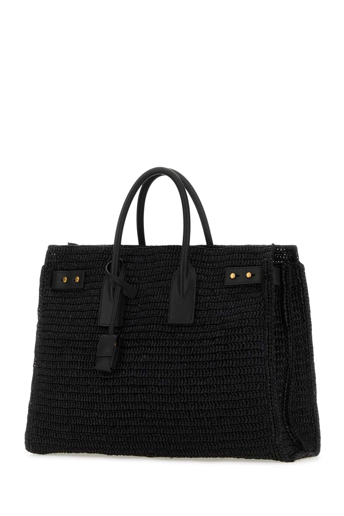 Saint Laurent Women Black Raffia Medium Sac De Jour Shopping Bag DestGlow