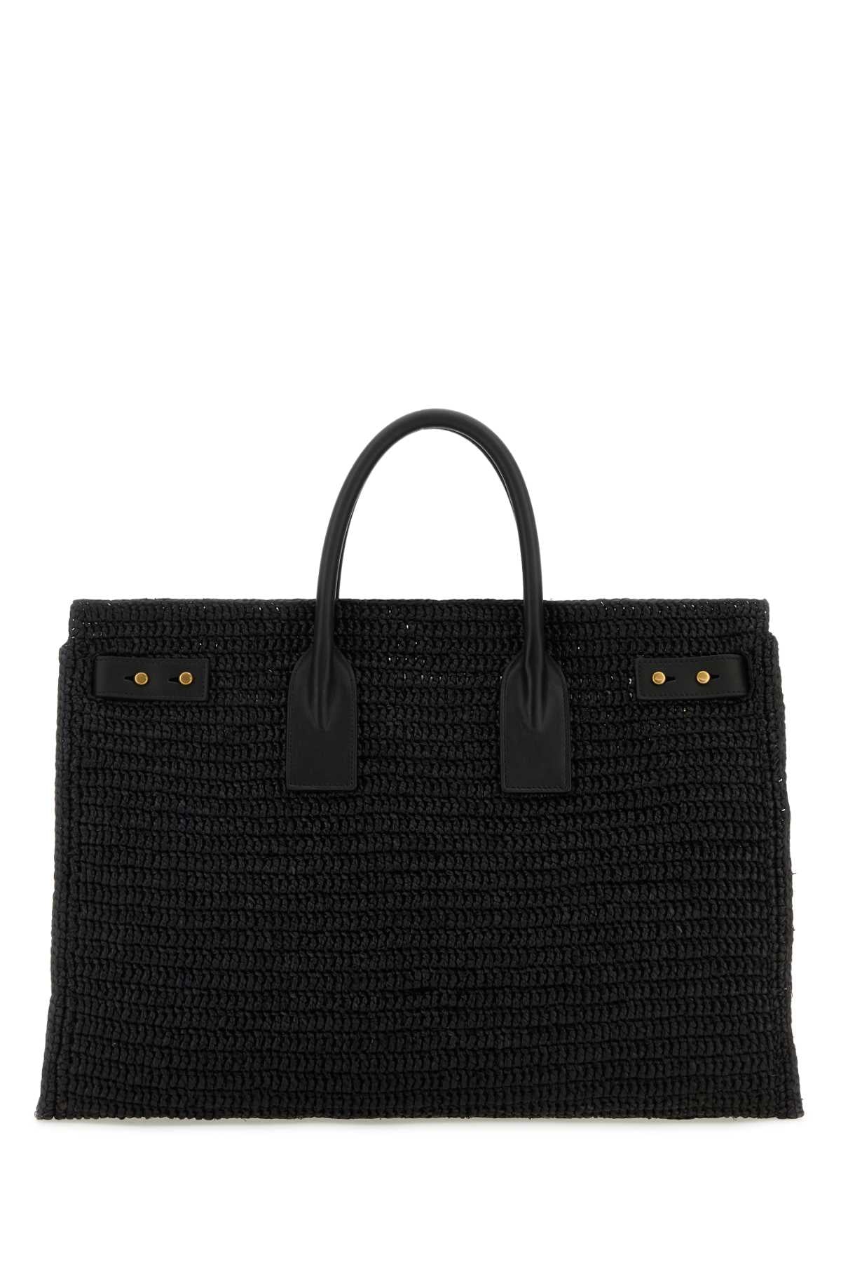 Saint Laurent Women Black Raffia Medium Sac De Jour Shopping Bag DestGlow