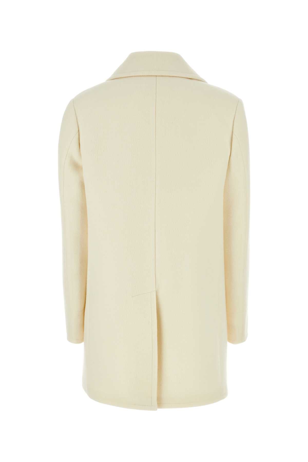 Prada Women Ivory Wool Blend Coat DestGlow