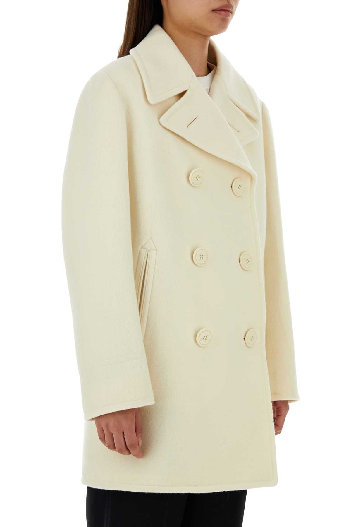 Prada Women Ivory Wool Blend Coat DestGlow