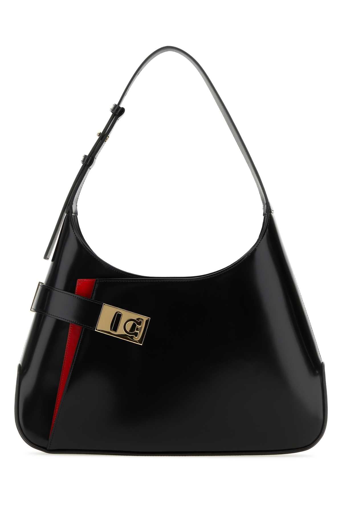 Salvatore Ferragamo Women Black Leather Large Arch Shoulder Bag DestGlow