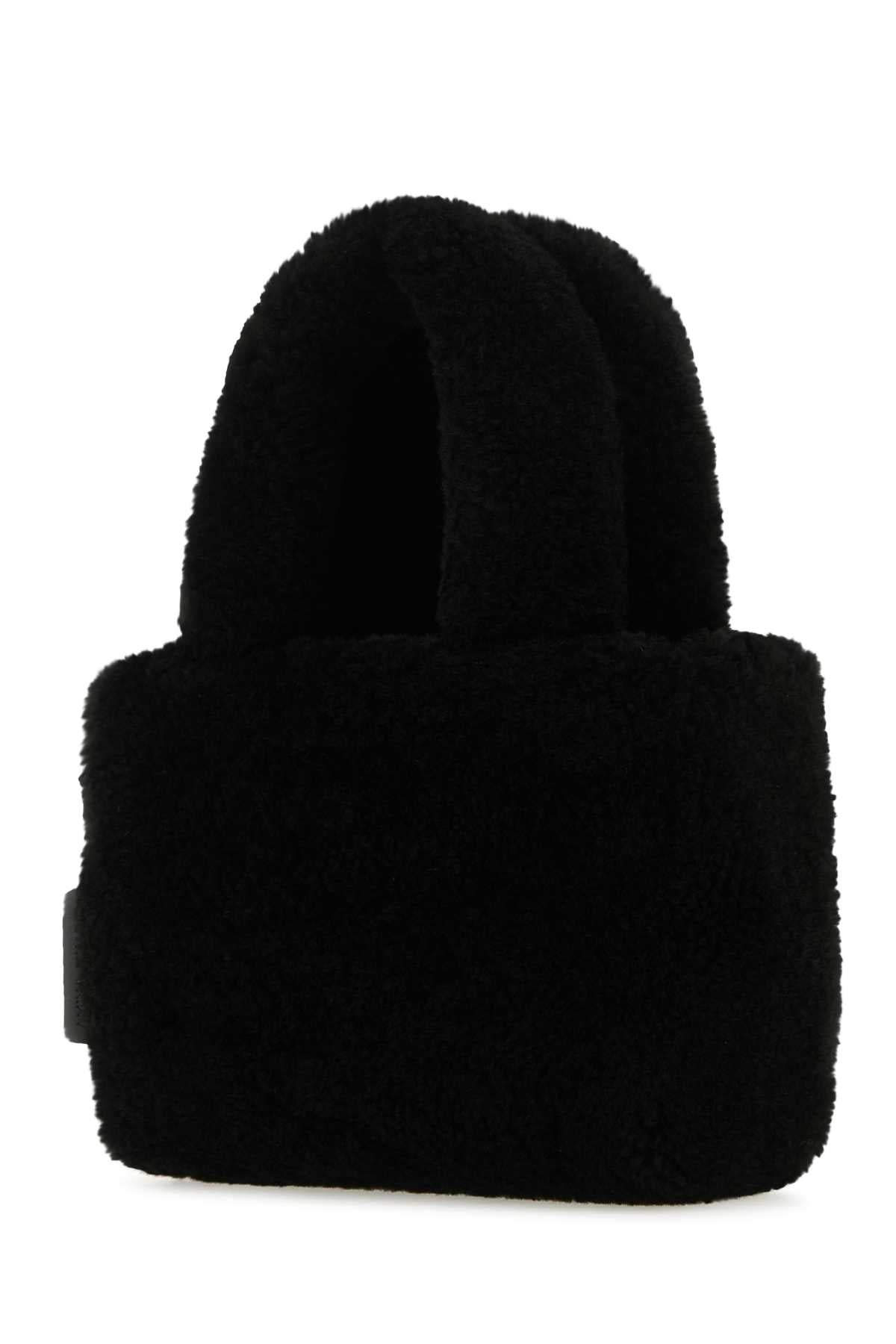 Amina Muaddi Women Black Shearling Amini Giuly Handbag by Luosophy