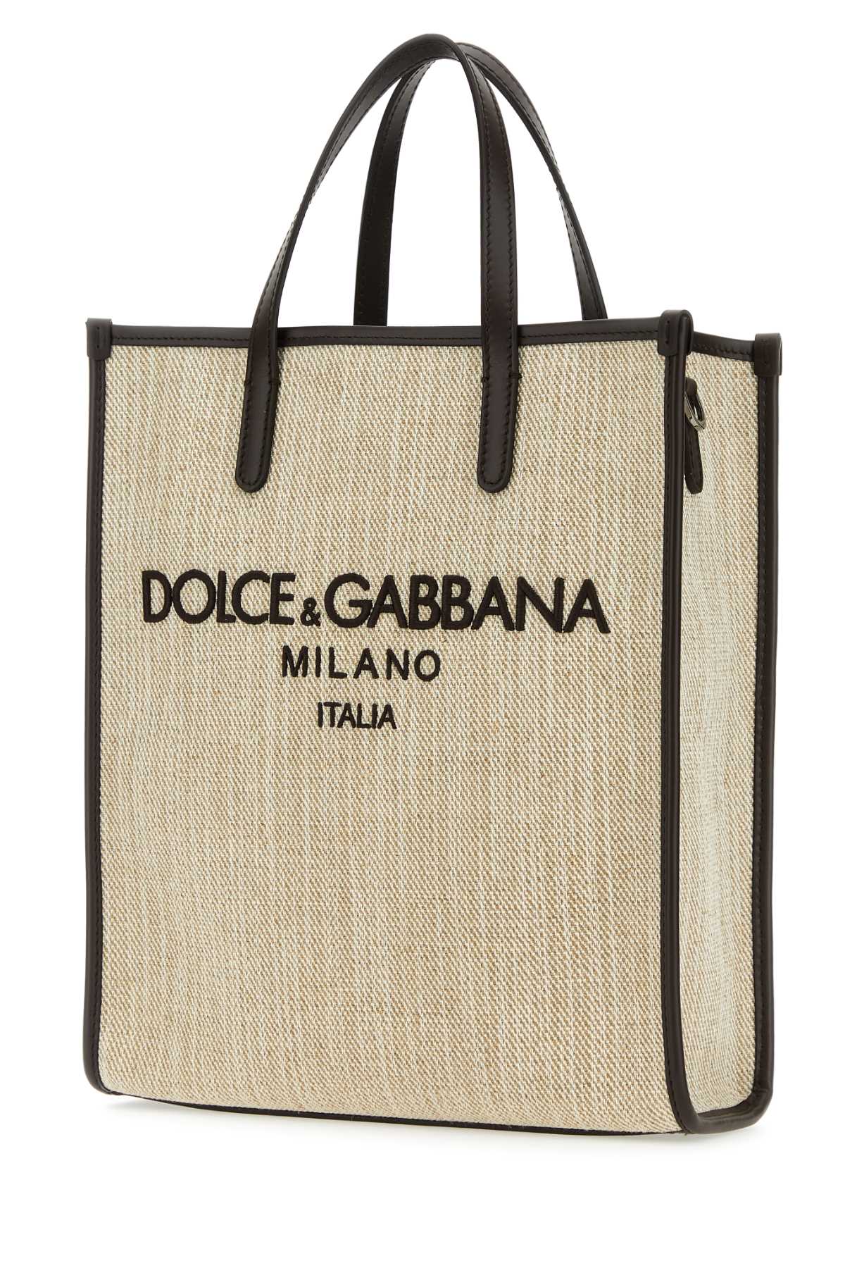 Dolce & Gabbana Men Sand Canvas Small Shopping Bag by Luosophy