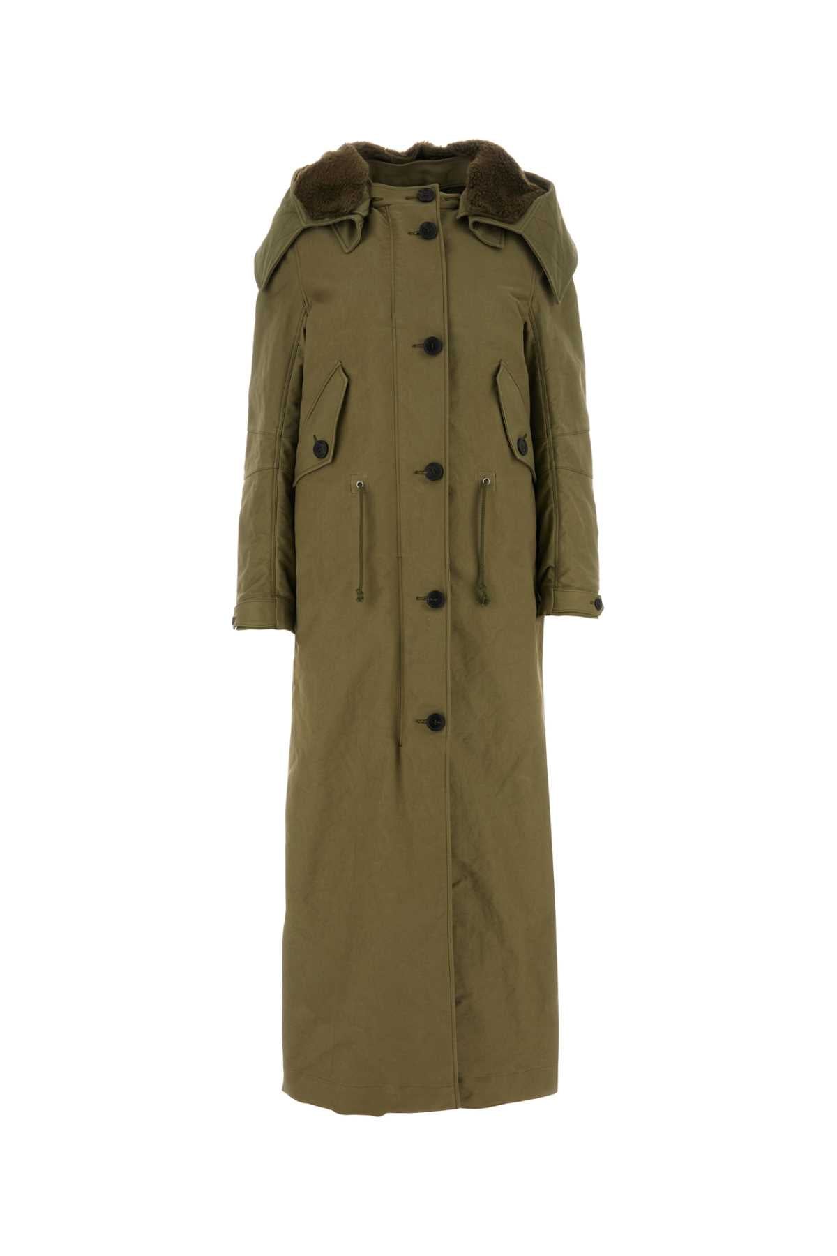 Prada Women Army Green Nylon Parka by Luosophy