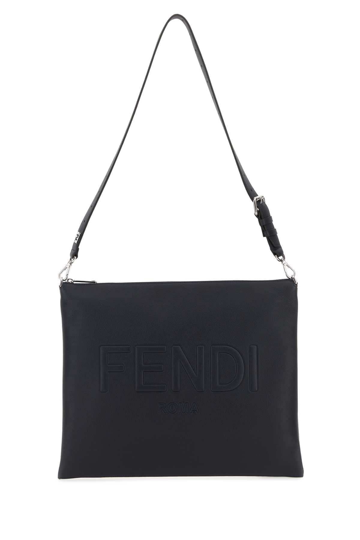 Fendi Men Midnight Blue Leather Fendi After Fendi Roma Shoulder Bag DestGlow