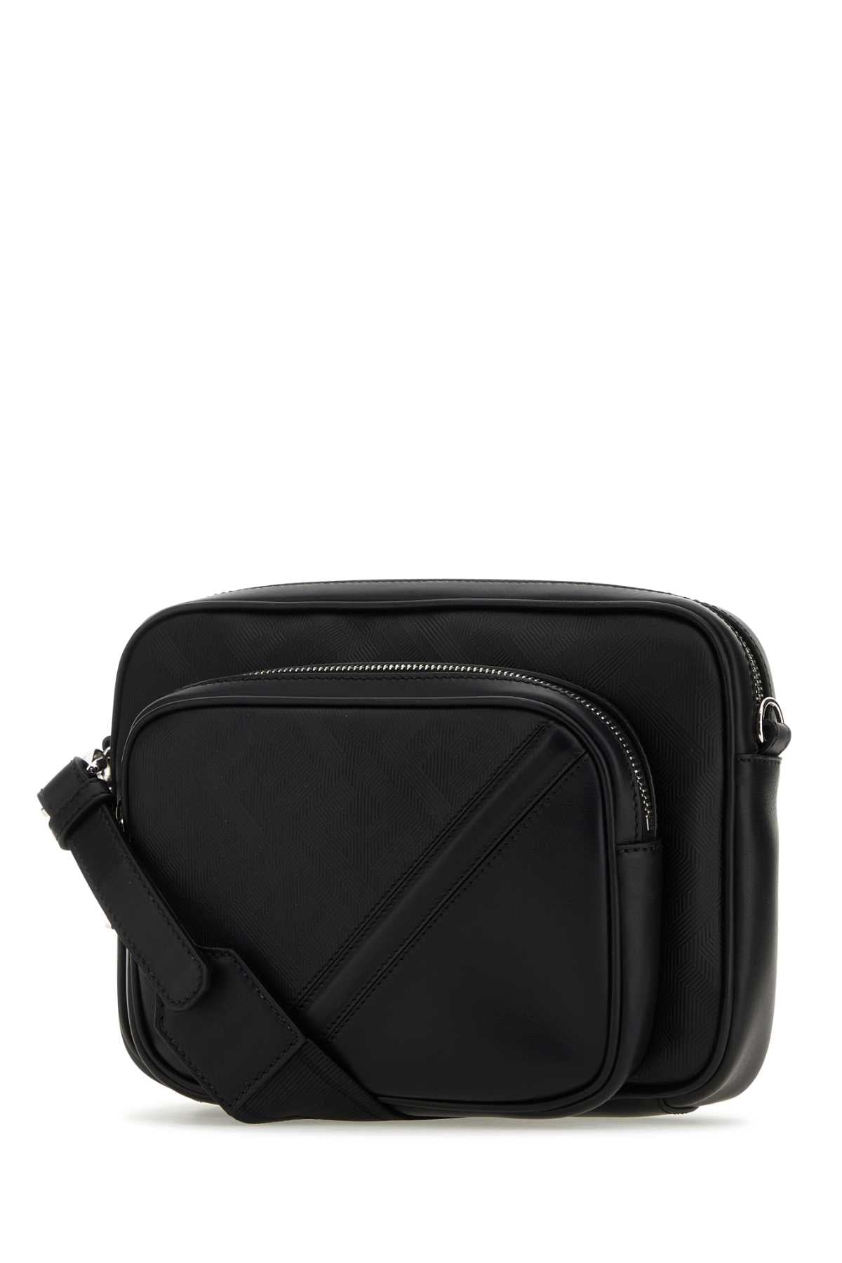 Fendi Men Black Leather Camera Case Duo Fendi Crossbody Bag DestGlow