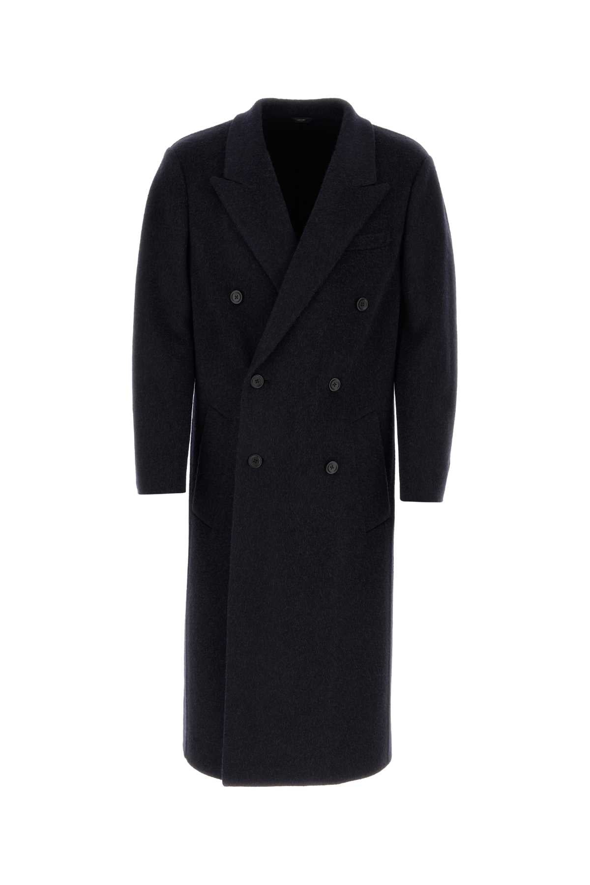 Fendi Men Navy Blue Wool Blend Coat DestGlow