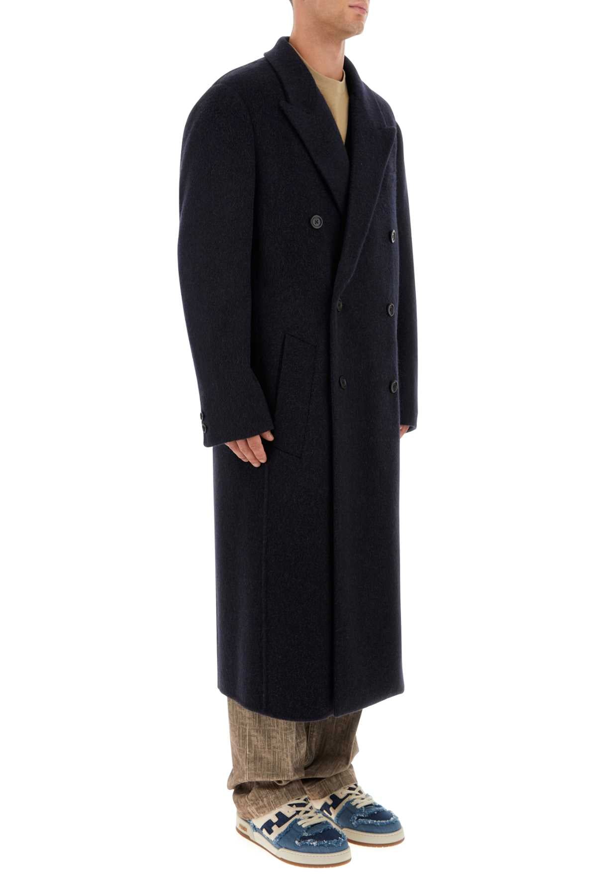 Fendi Men Navy Blue Wool Blend Coat DestGlow
