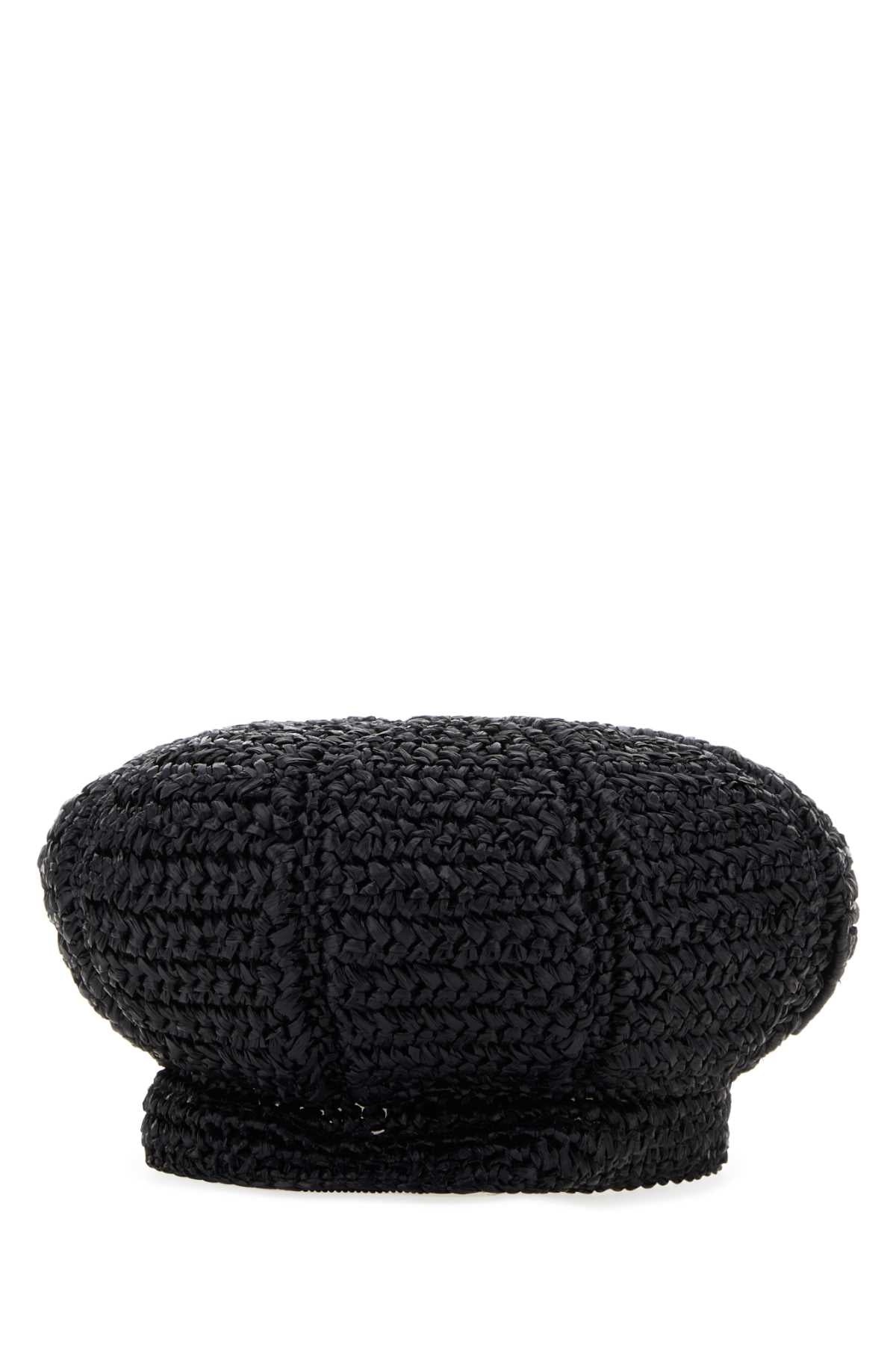 Prada Women Black Rafia Baker Boy Hat DestGlow