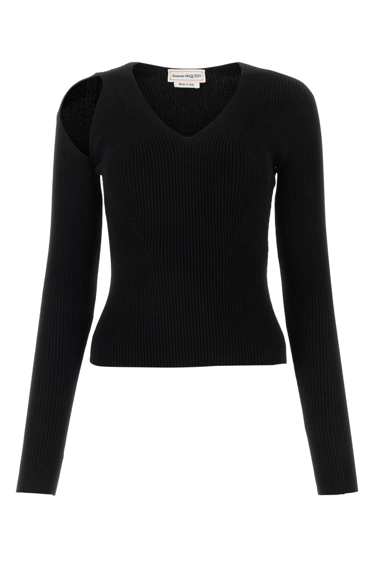Alexander Mcqueen Women Black Wool Blend Sweater DestGlow