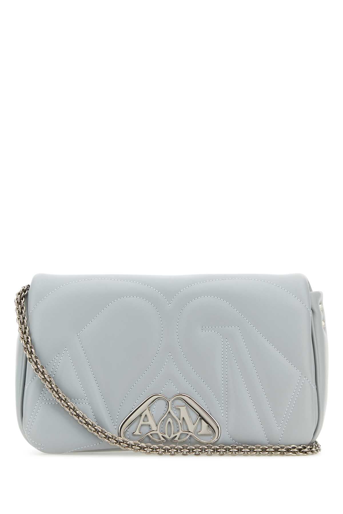 Alexander Mcqueen Women Powder Blue Leather Small Seal Shoulder Bag DestGlow