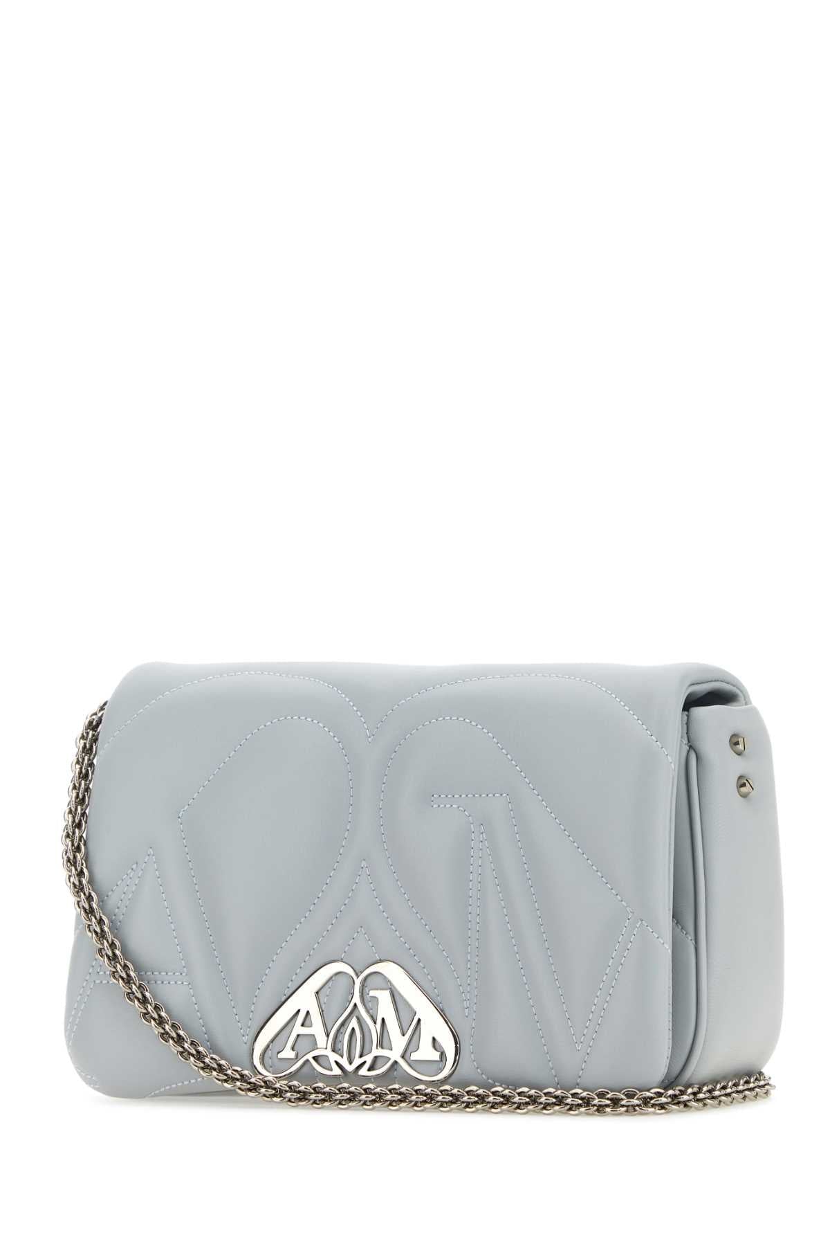 Alexander Mcqueen Women Powder Blue Leather Small Seal Shoulder Bag DestGlow