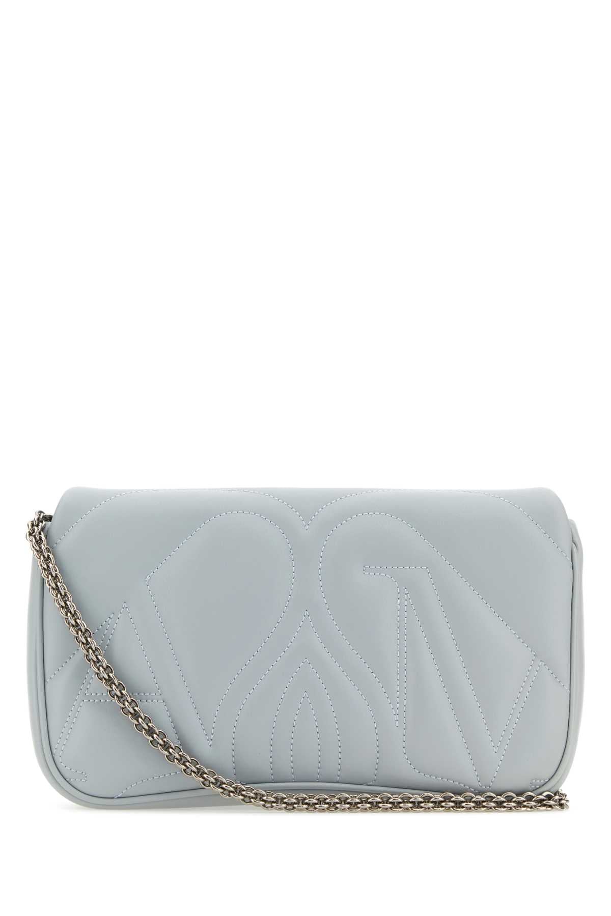 Alexander Mcqueen Women Powder Blue Leather Small Seal Shoulder Bag DestGlow