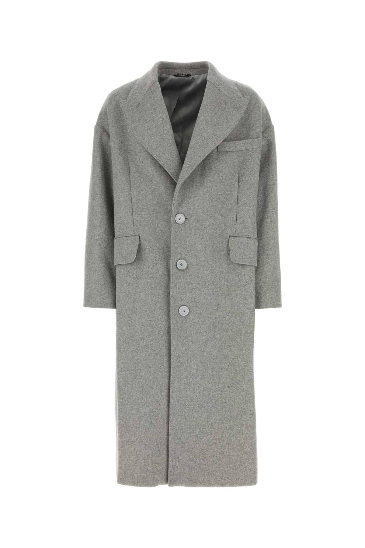 Dolce & Gabbana Men Grey Wool Blend Coat by Luosophy